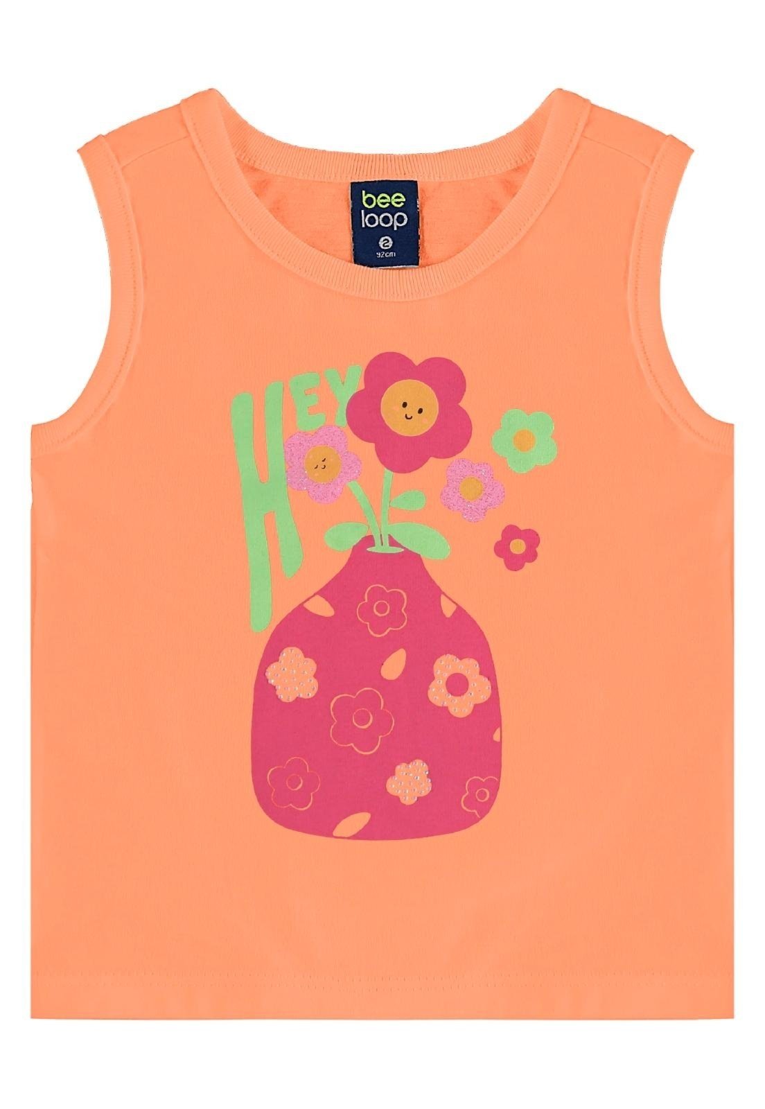 Vista 3 Infantil - Conjunto Regata Florezinhas Short Bee Loop laranja Bee Loop laranja