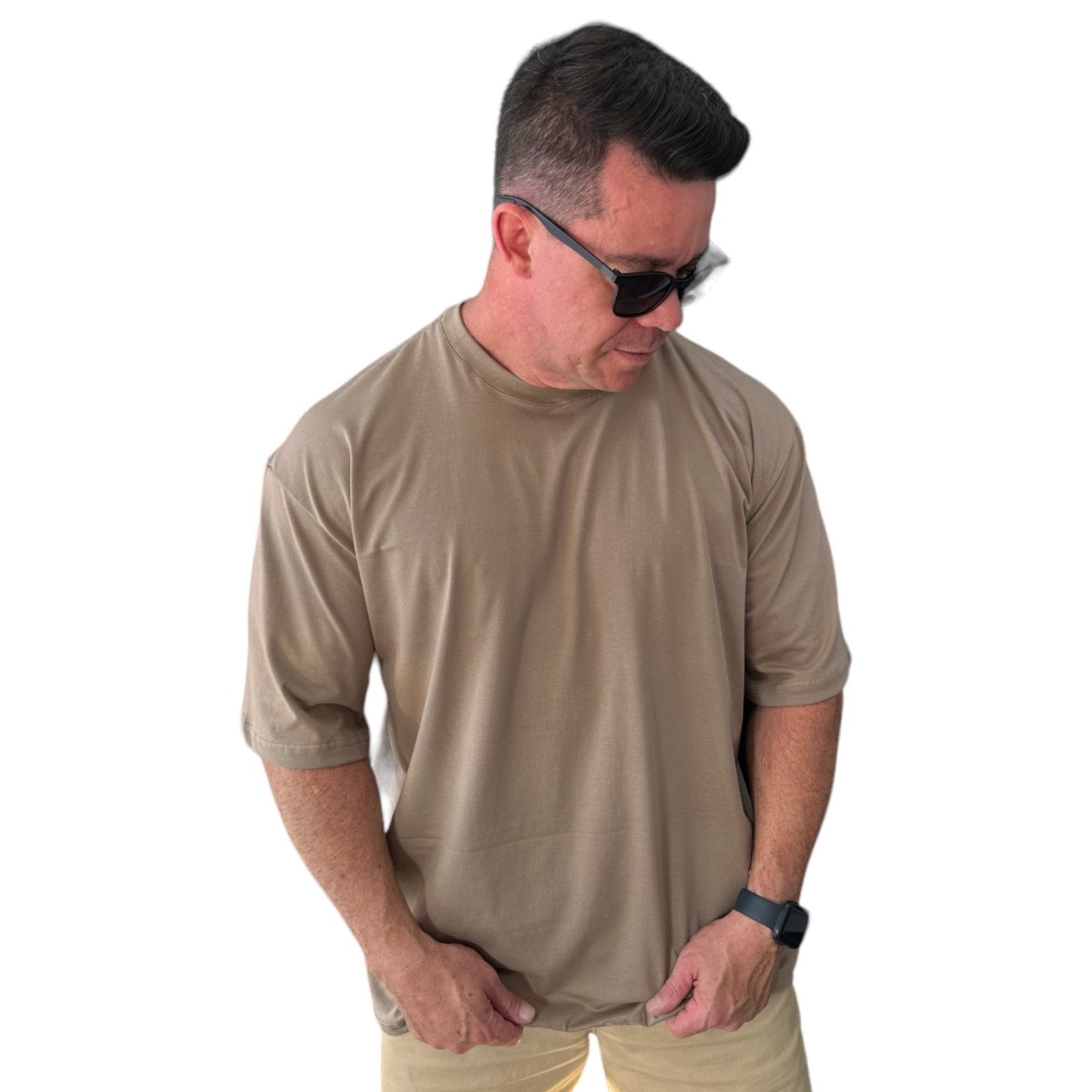 Vista 3 Camiseta Oversized Algodão Larga Claro Stecchi STECCHI MODA marrom STECCHI MODA marrom