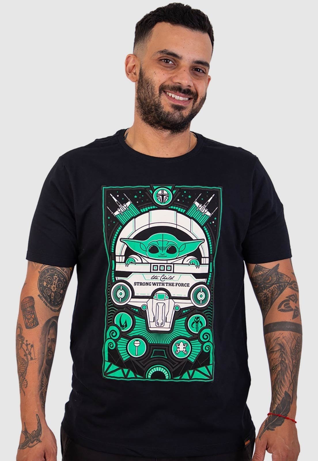 Camiseta Piticas Star Wars Grogu The Child Poster Preto