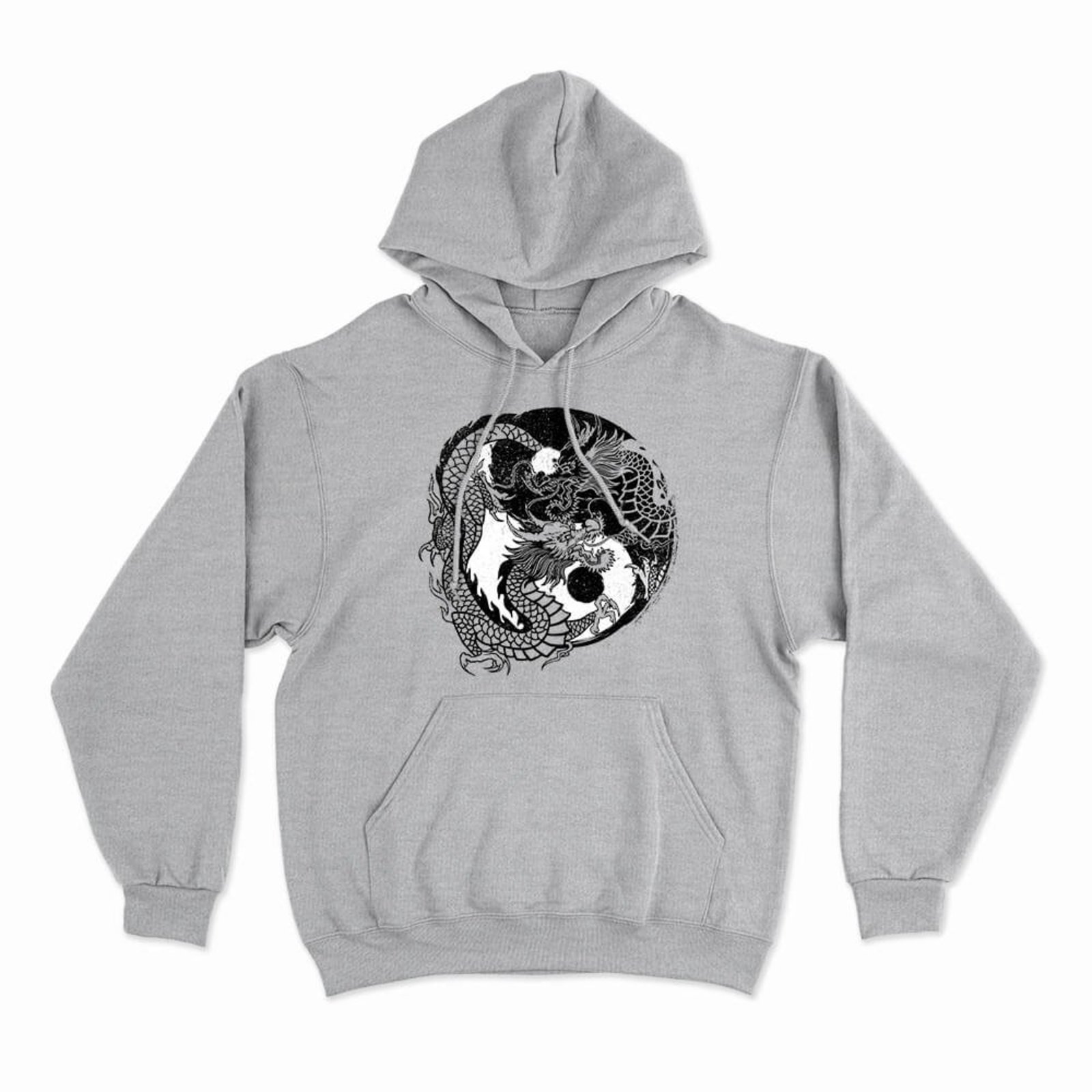 Moletom Com Capuz Yin Yang - Mescla Cinza - Casual - Studio Geek