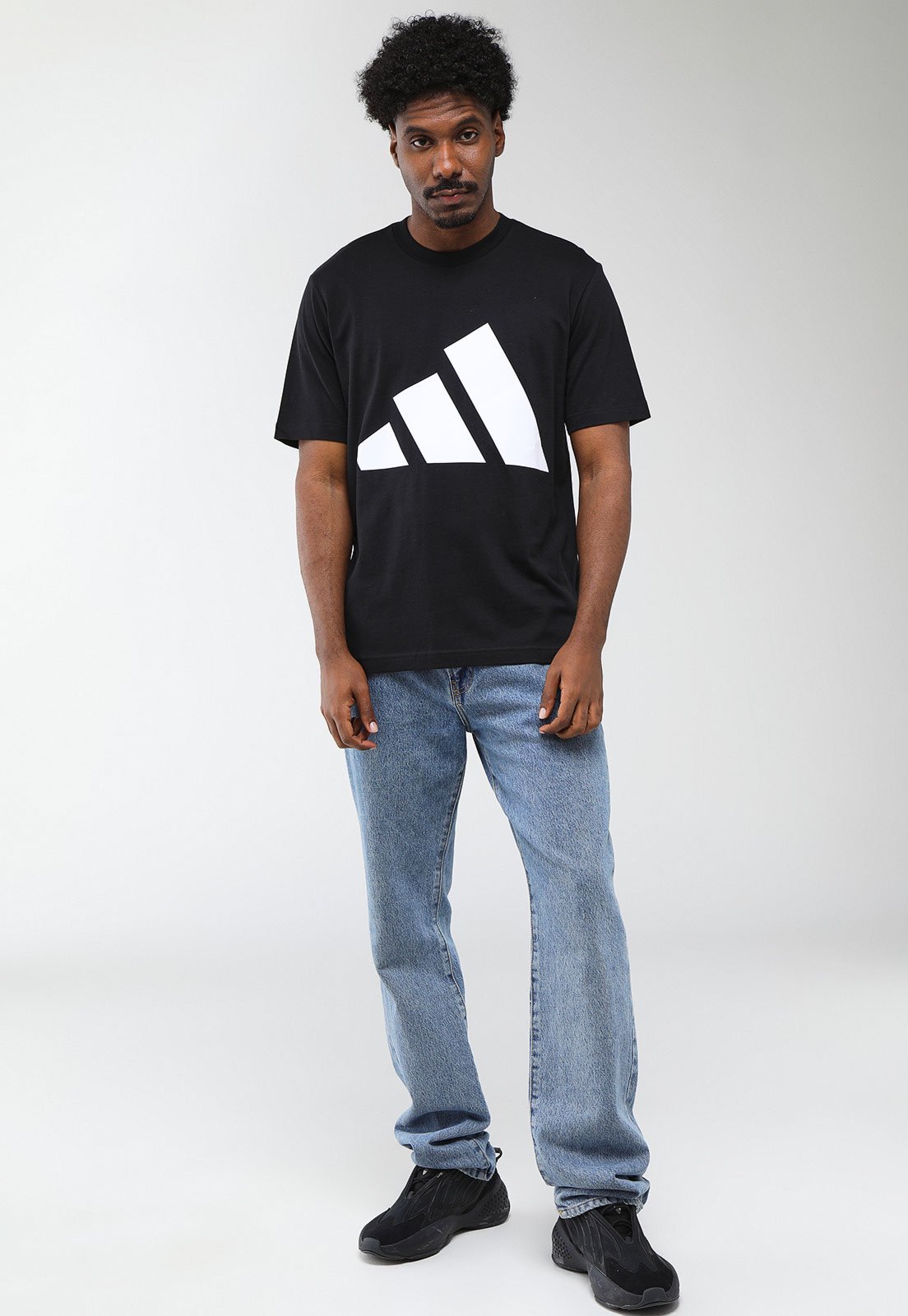 Vista 3 Camiseta Masculina adidas Big Logo Preta adidas Sportswear preto adidas Sportswear preto