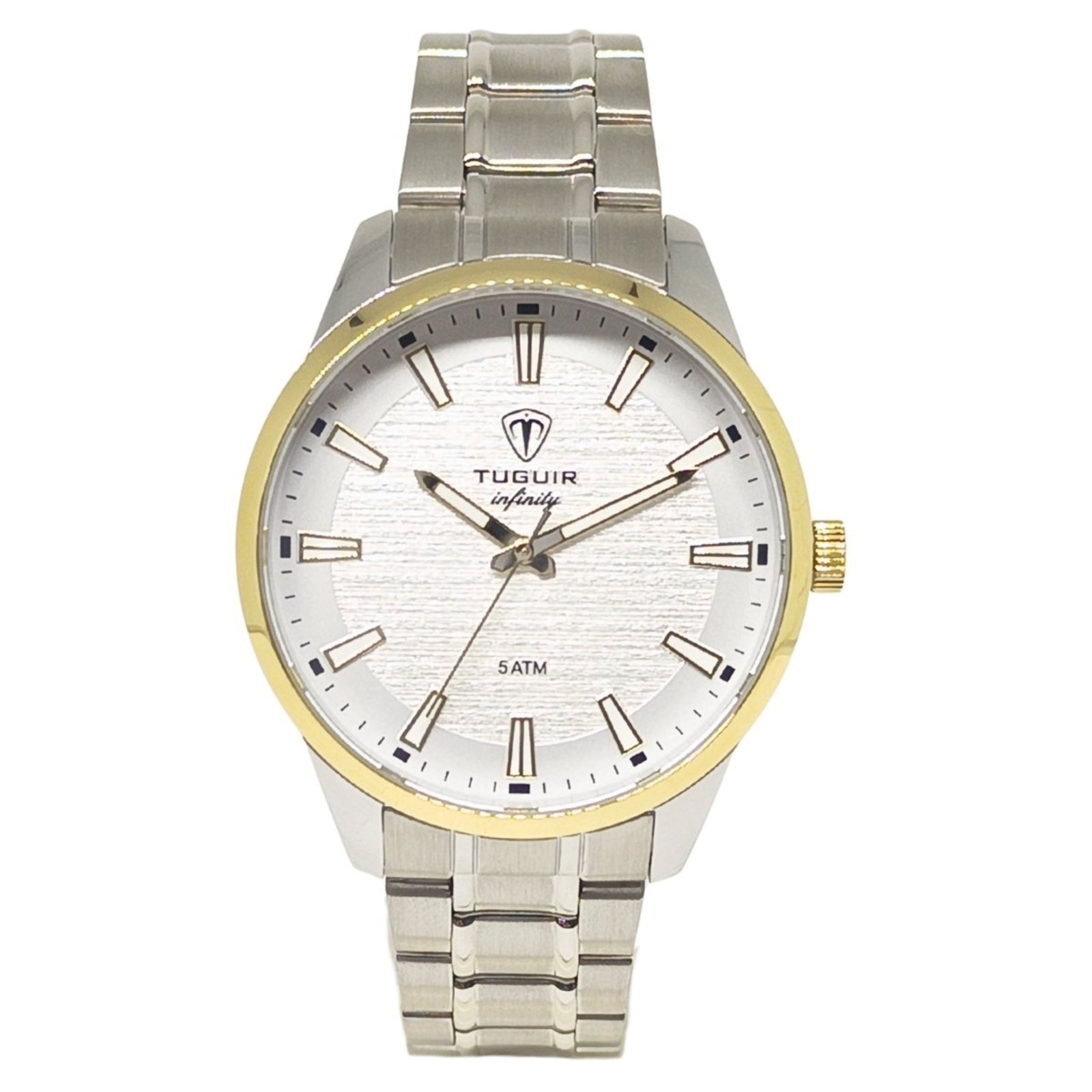 Relógio Masculino de Aço Tuguir Analógico Infinity 23-2229 Prata e Dourado