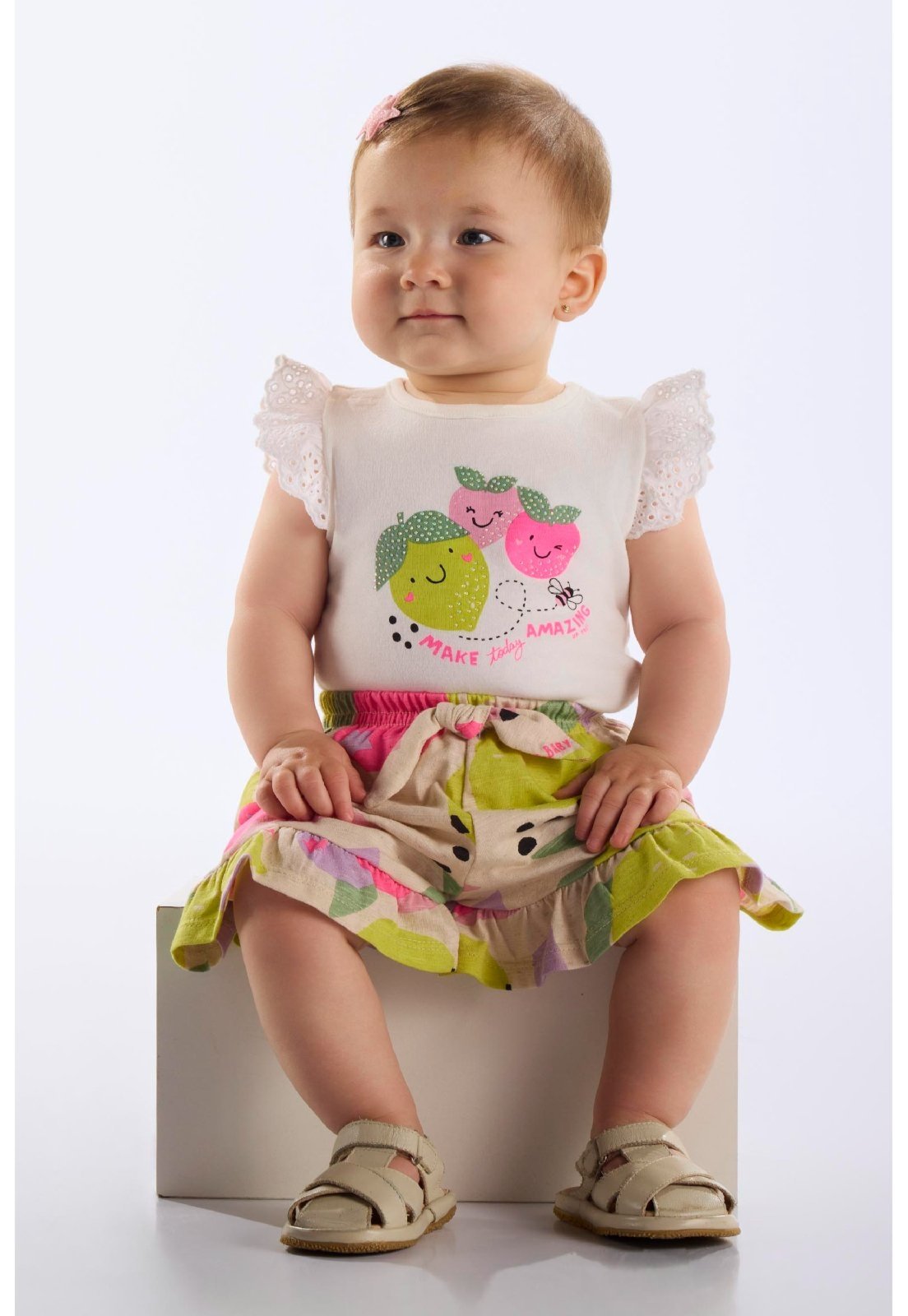 Infantil – Conjunto Body e Short Menina Up Baby Bege