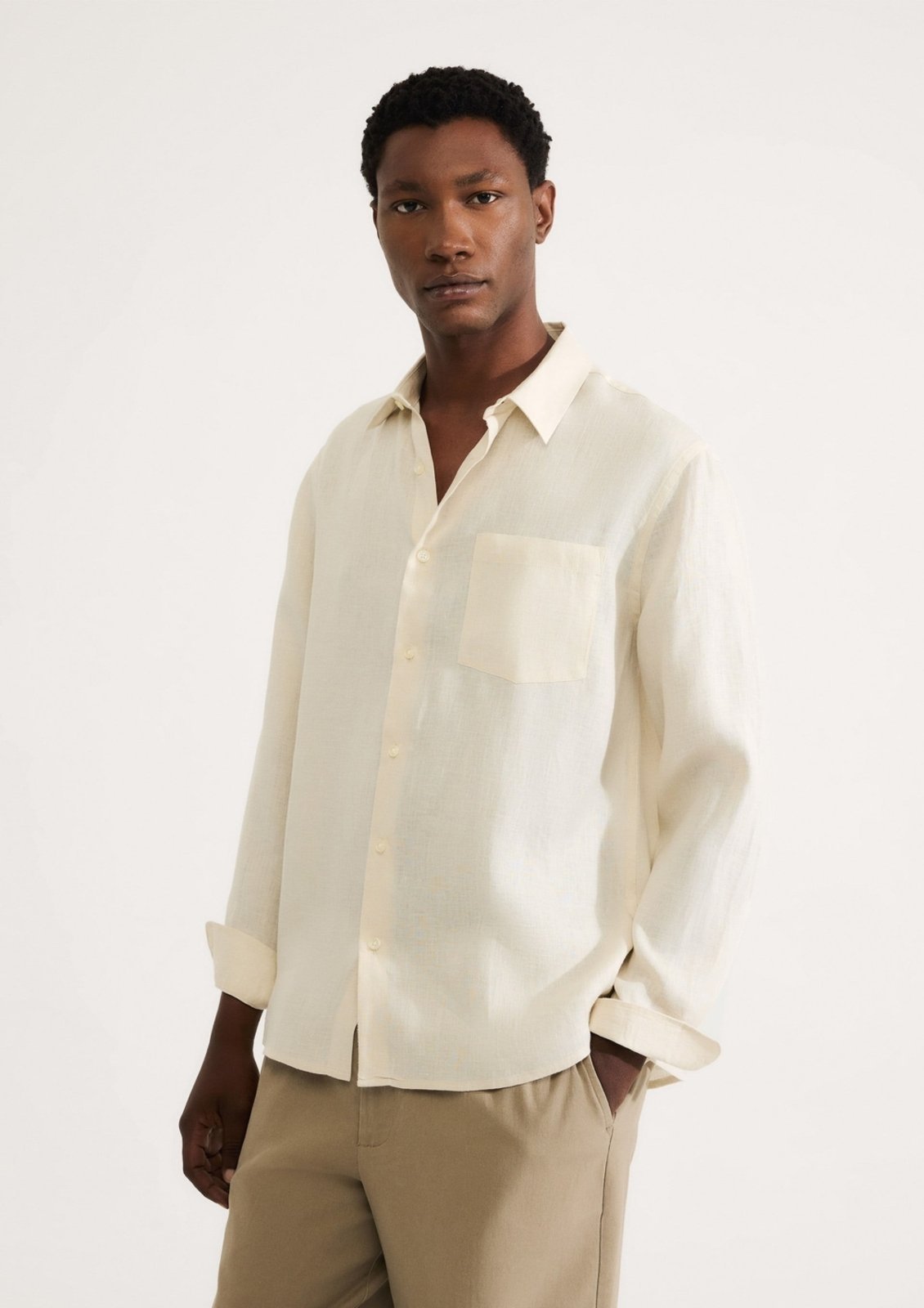 Camisa Masculina Manga Longa Em Linho Hering