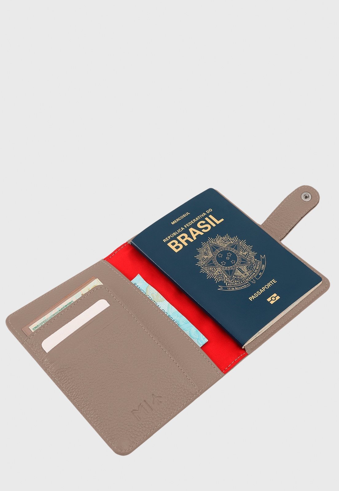 Vista 3 Porta-Passaporte Couro Mariart 741 New Mariart bege