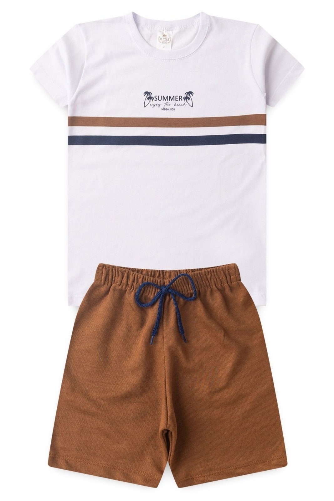 Vista 2 Infantil - Conjunto Verão Masculino Summer Branco - Mega Mega Kids unico Mega Kids unico