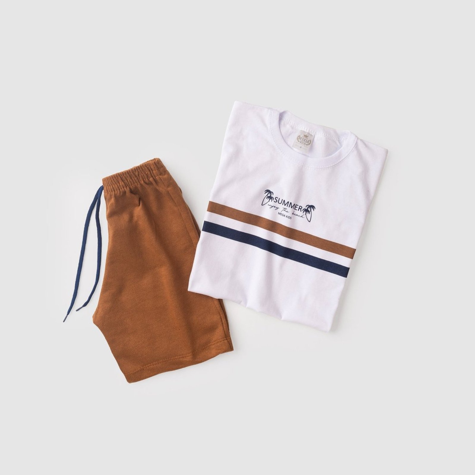Vista 3 Infantil - Conjunto Verão Masculino Summer Branco - Mega Mega Kids unico Mega Kids unico