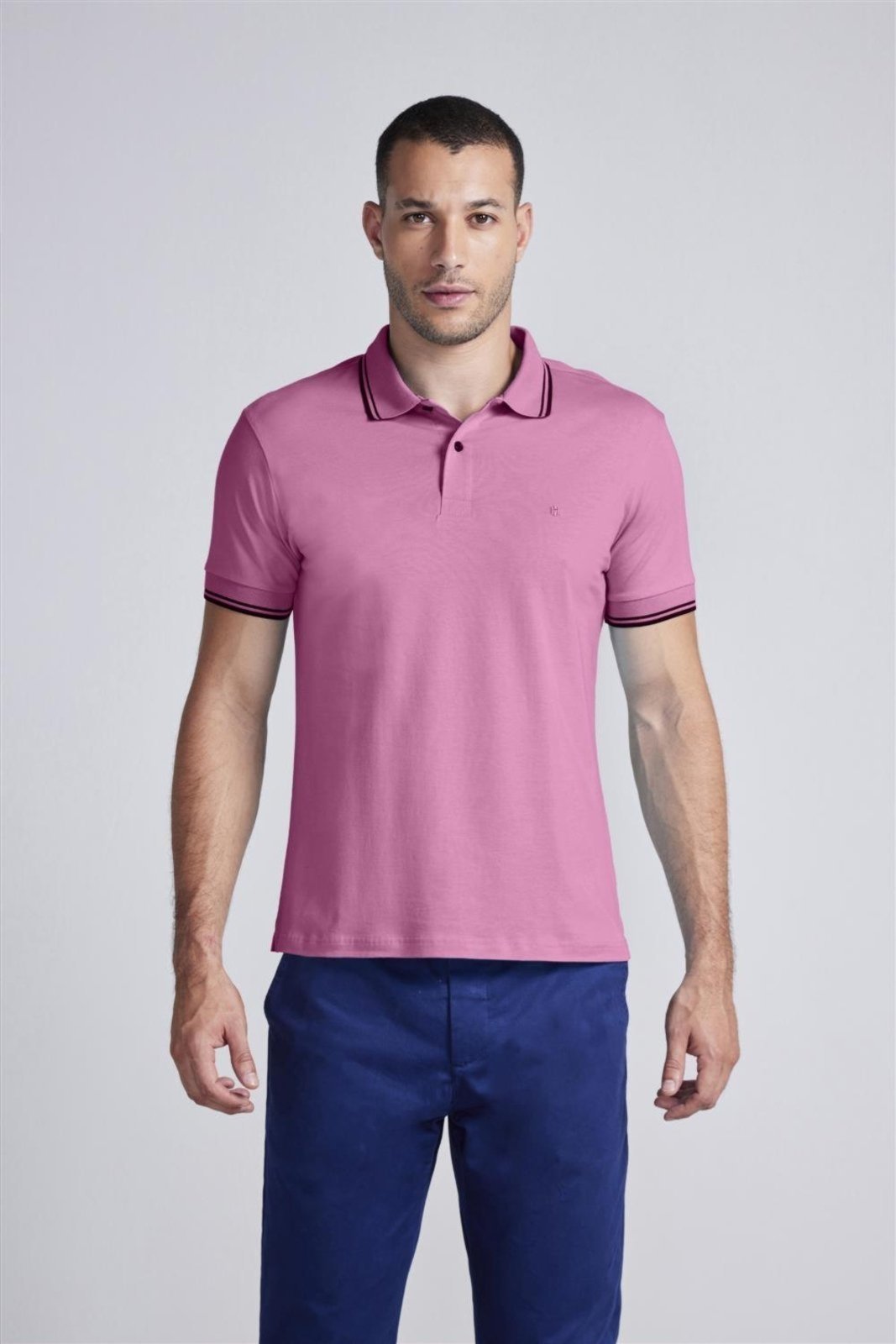 HIGHSTIL Polo Manga Curta Malha Básica Slim Fit - Rosa