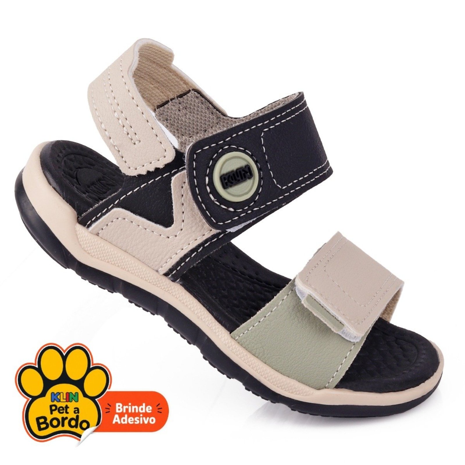 Infantil - Papete Menino Casual Line Play KLIN - Preto/ Off White