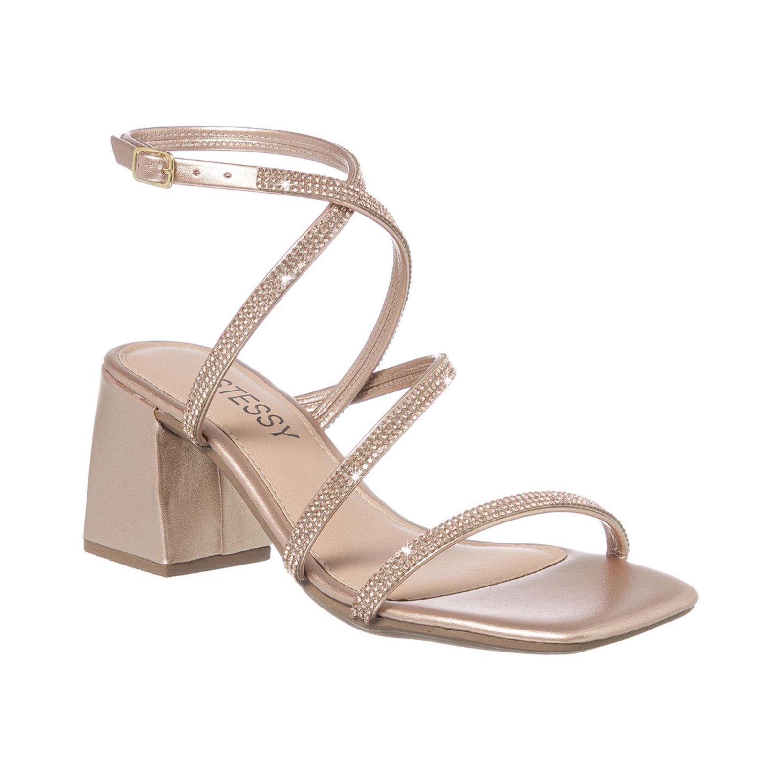 Vista 2 Sandália Feminina Stessy Elegante Festa Brilho Luxo Salto Grosso Stessy Shoes preto Stessy Shoes preto