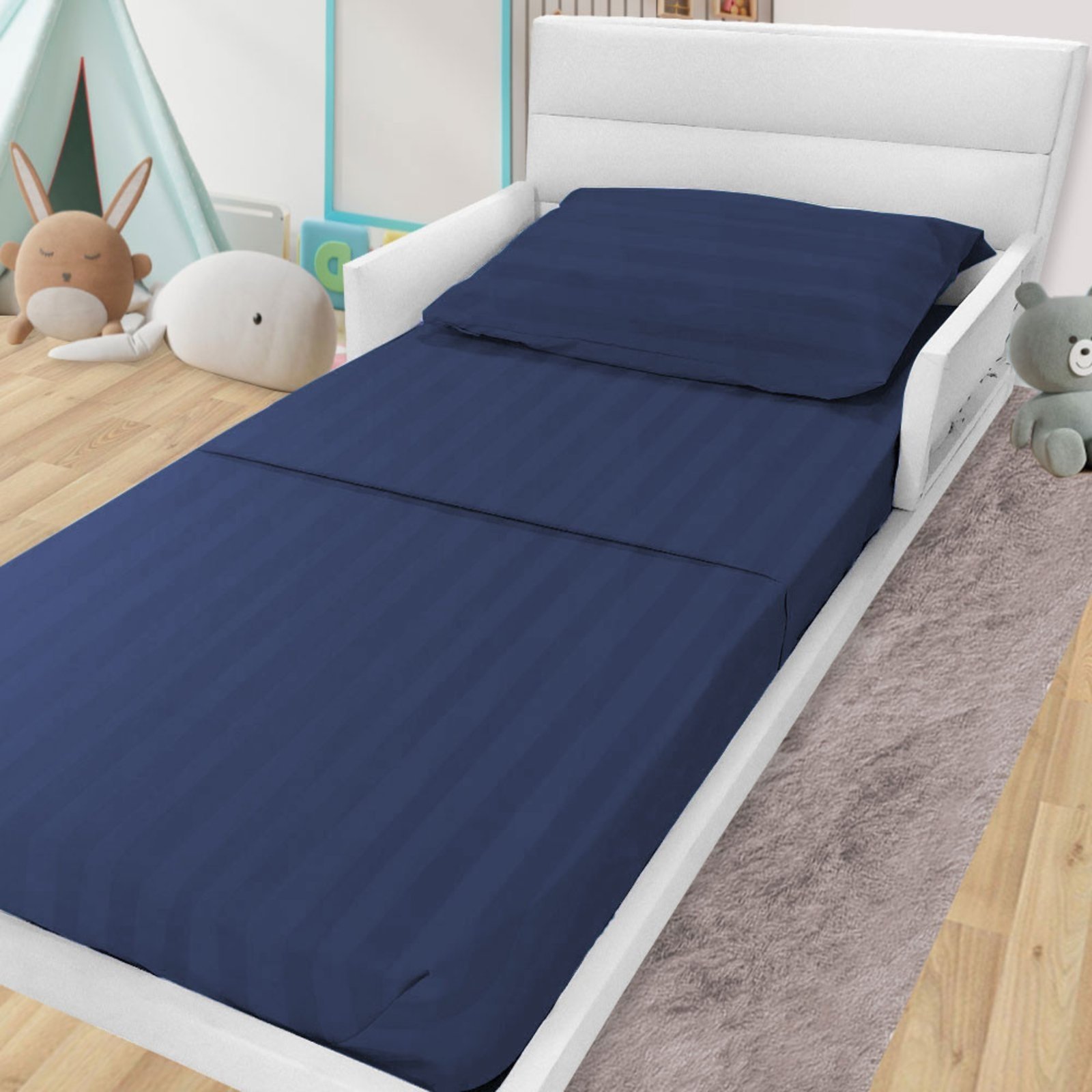 Vista 3 Jogo De Cama Lençol Para Mini Cama Montessoriana 100 Algodão Percal 300 Fios Premium 68x148cm BF Colchões roxo BF Colchoes roxo