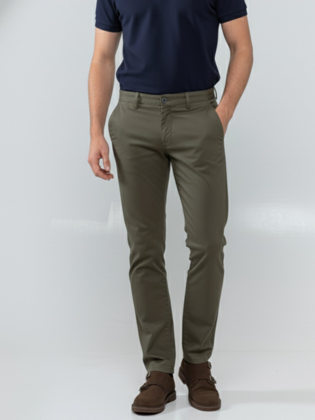 Calça Sarja Masculina Tempo Hábil Verde Militar Confortável para o Dia a Dia