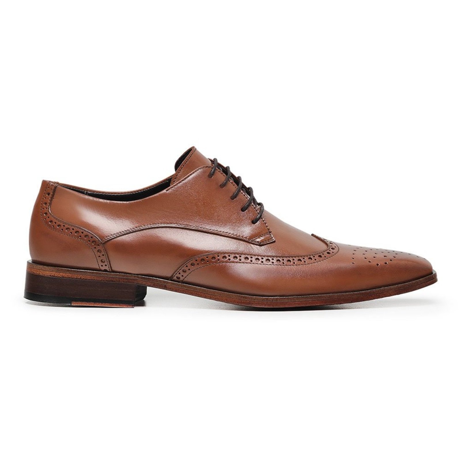 Sapato Social em Couro Brogue Sola Madeira Paulo Vieira Homem cor Caramelo