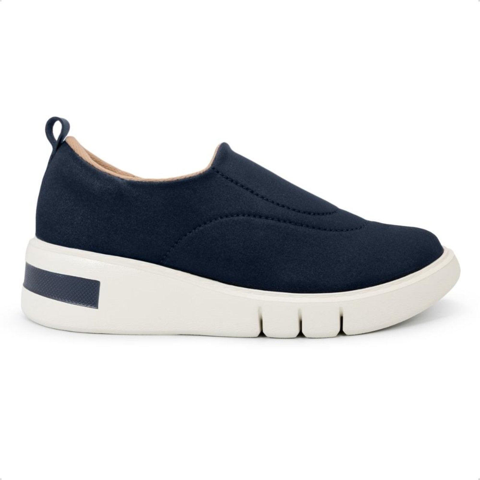 Tênis Usaflex Feminino Slip On Tecido Detalhe Costura Casual AM01009 Azul Marinho