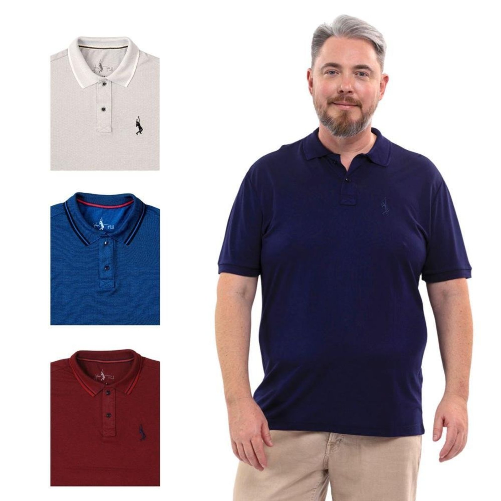 Kit 4 Camisa Polo Plus Masculina Dia a Dia