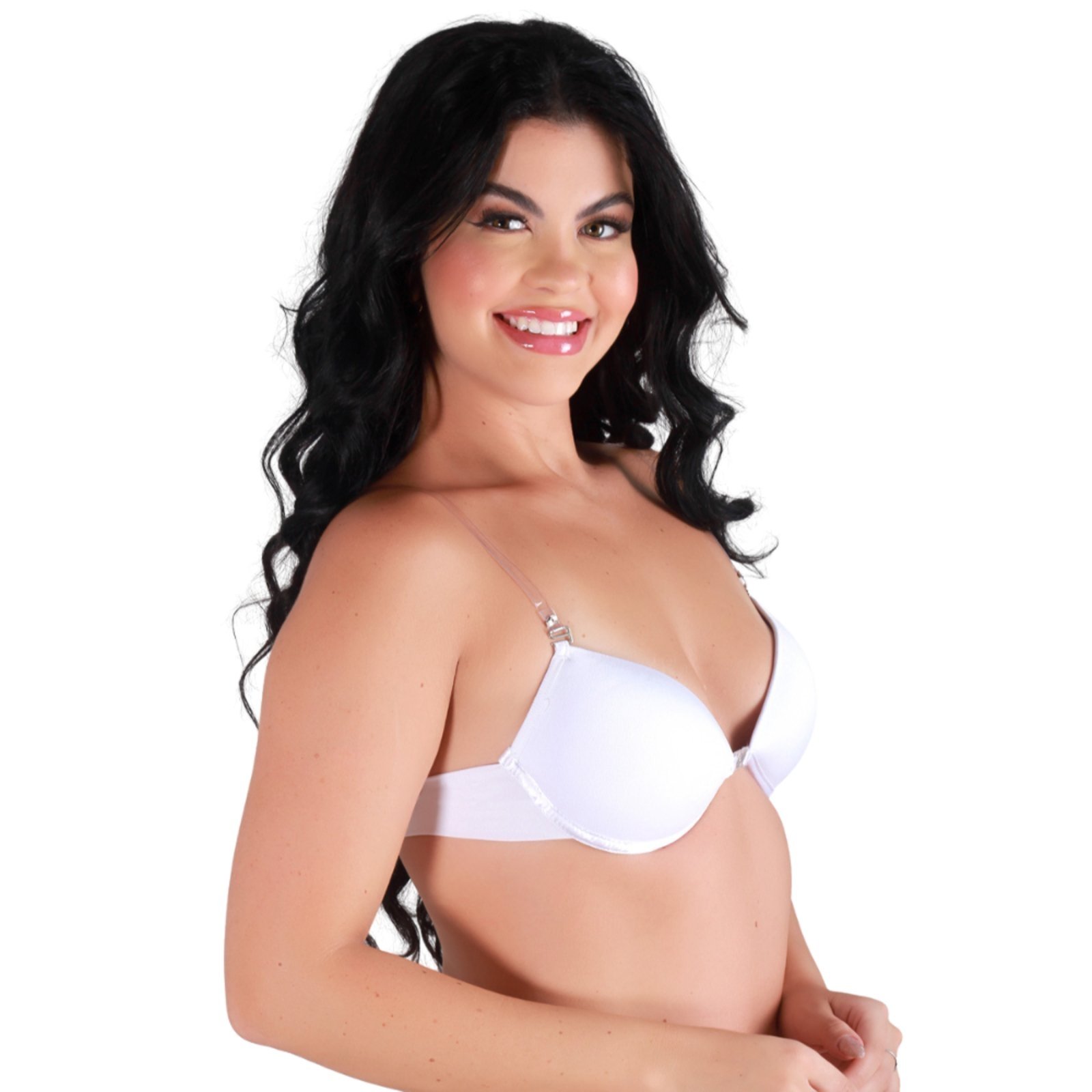 Sutiã Costa Nua Reflexo Íntimo Alça De Silicone Transparente Removível Com Bojo Branco