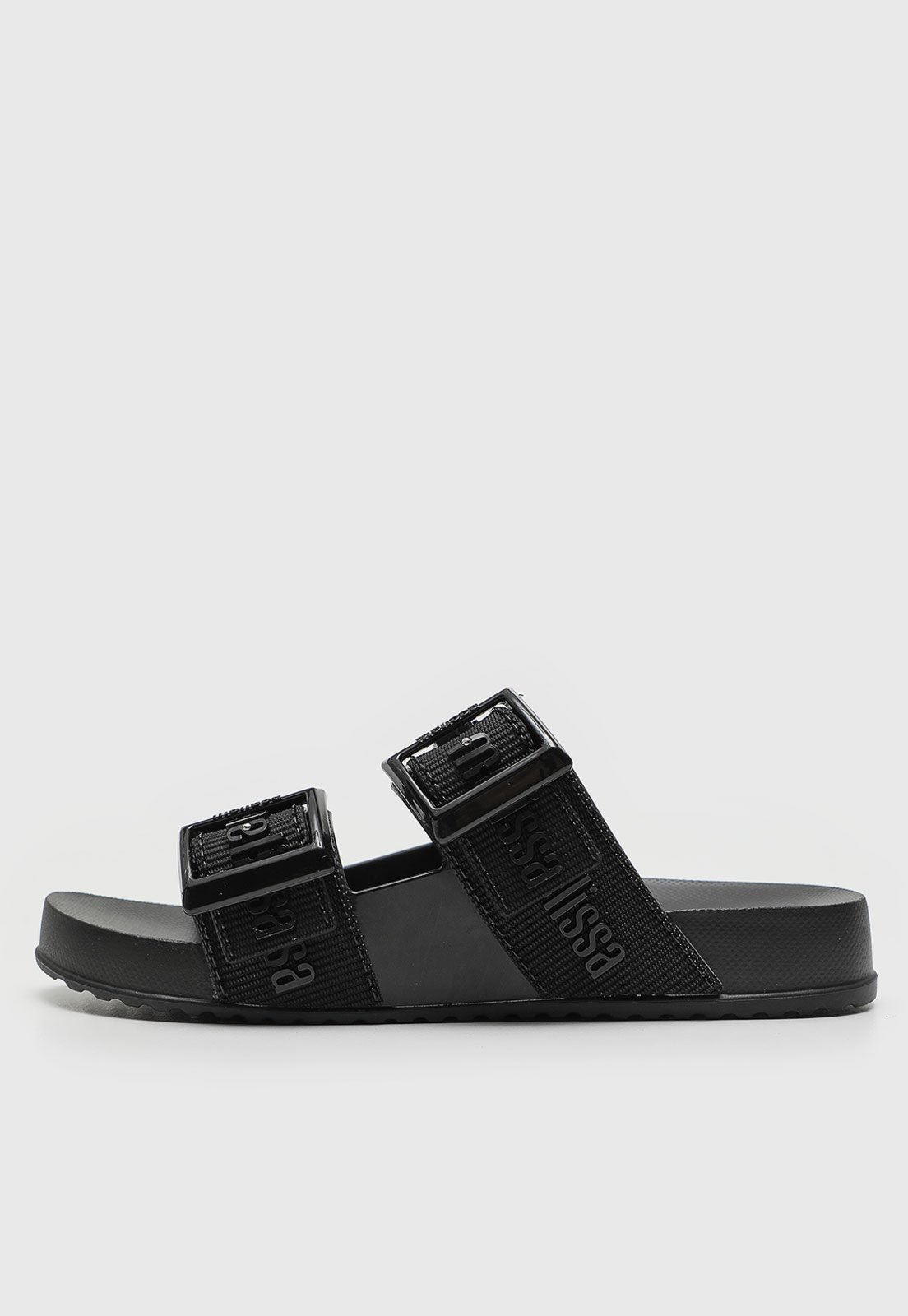 Vista 3 Infantil - Sandália Slide Mini Melissa Cozy M Lover Preta preto Mini Melissa preto