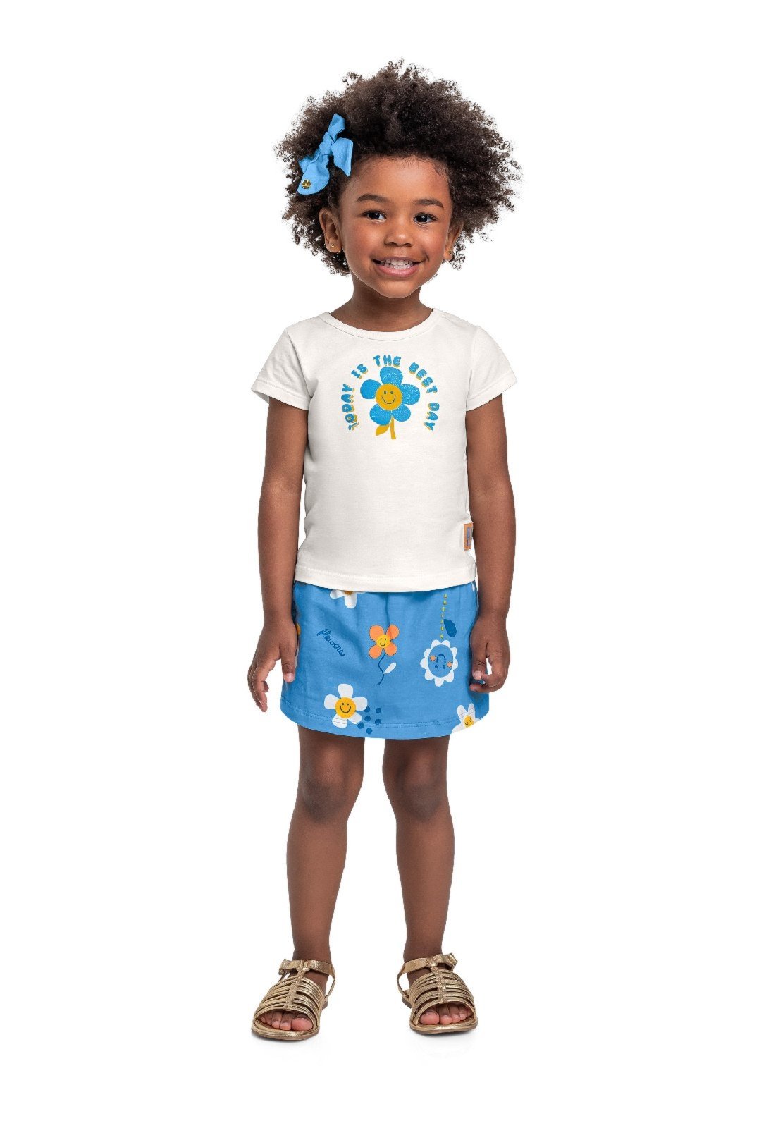 Vista 2 Infantil - Conjunto com Blusa e Short-Saia Bee Loop azul Bee Loop azul