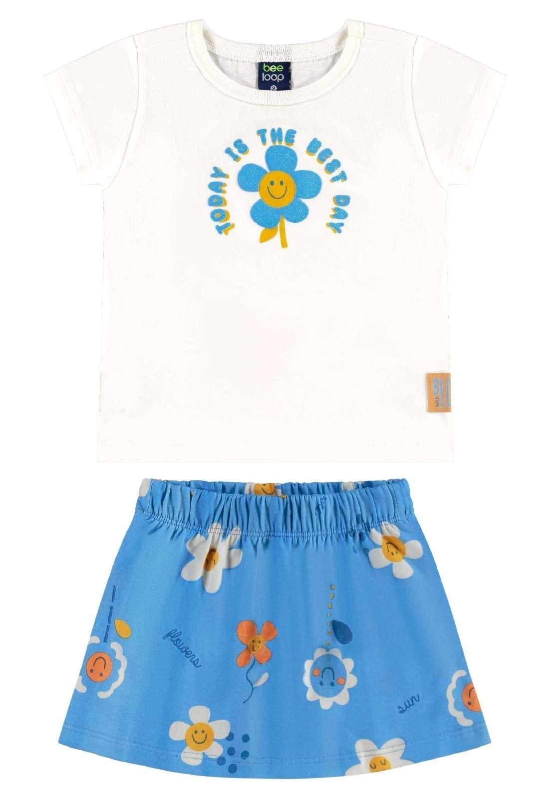 Vista 3 Infantil - Conjunto com Blusa e Short-Saia Bee Loop azul Bee Loop azul