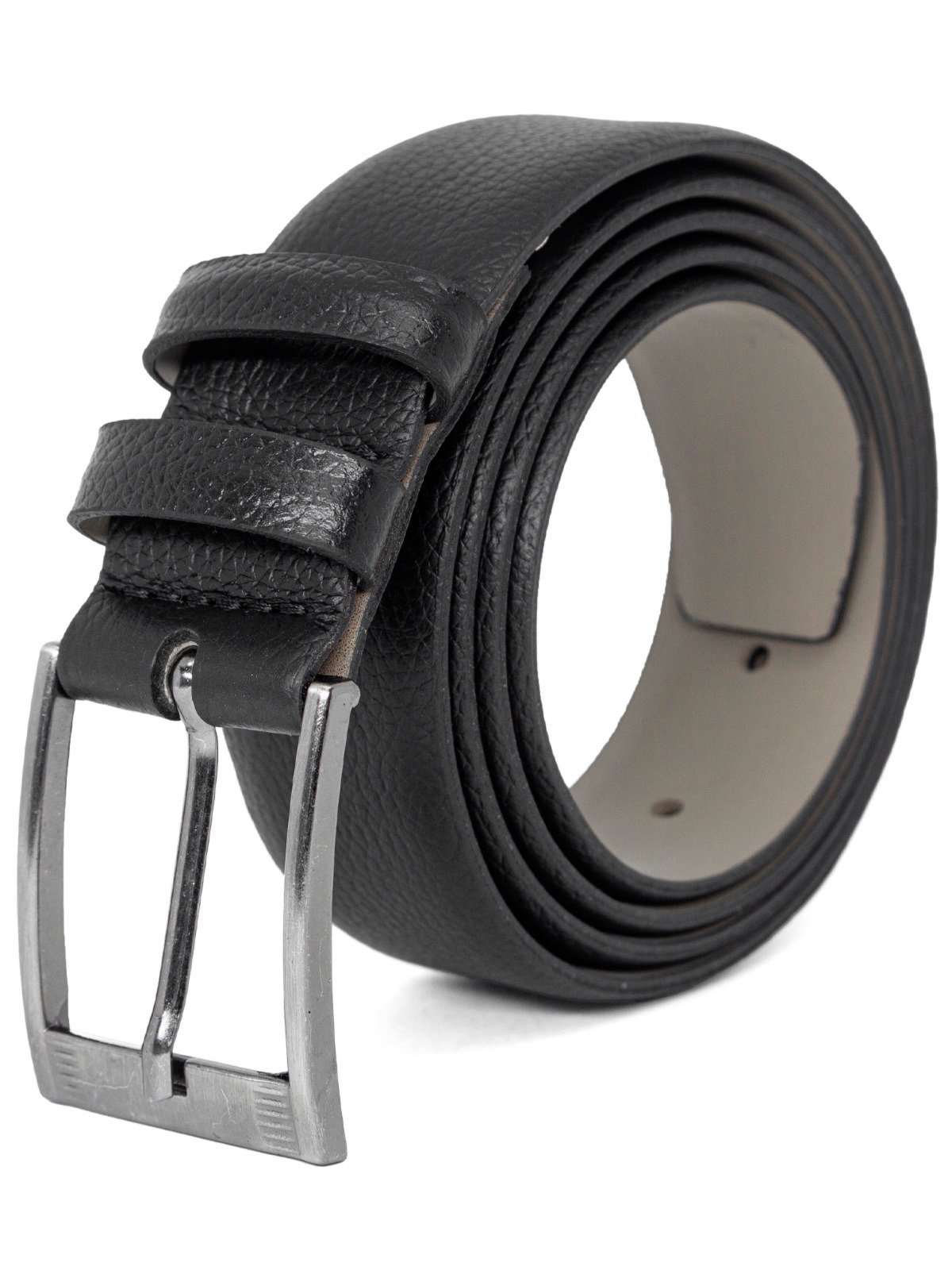 Cinto Masculino Fasolo Estreito Social Couro Floater Confortável Preto Fivela Prata