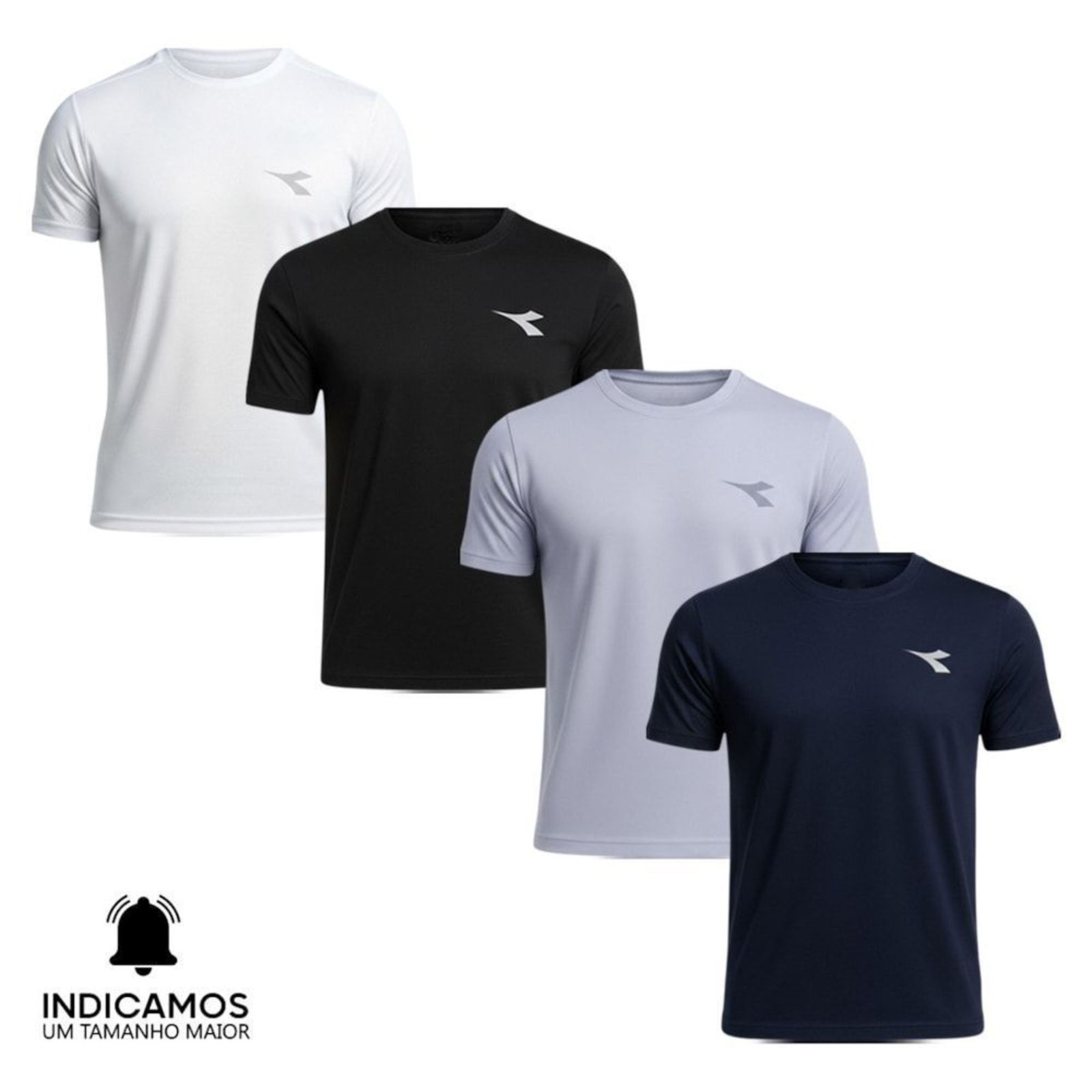 Kit 4 Camisetas Diadora Small Logo Masculina - Branco - diadora