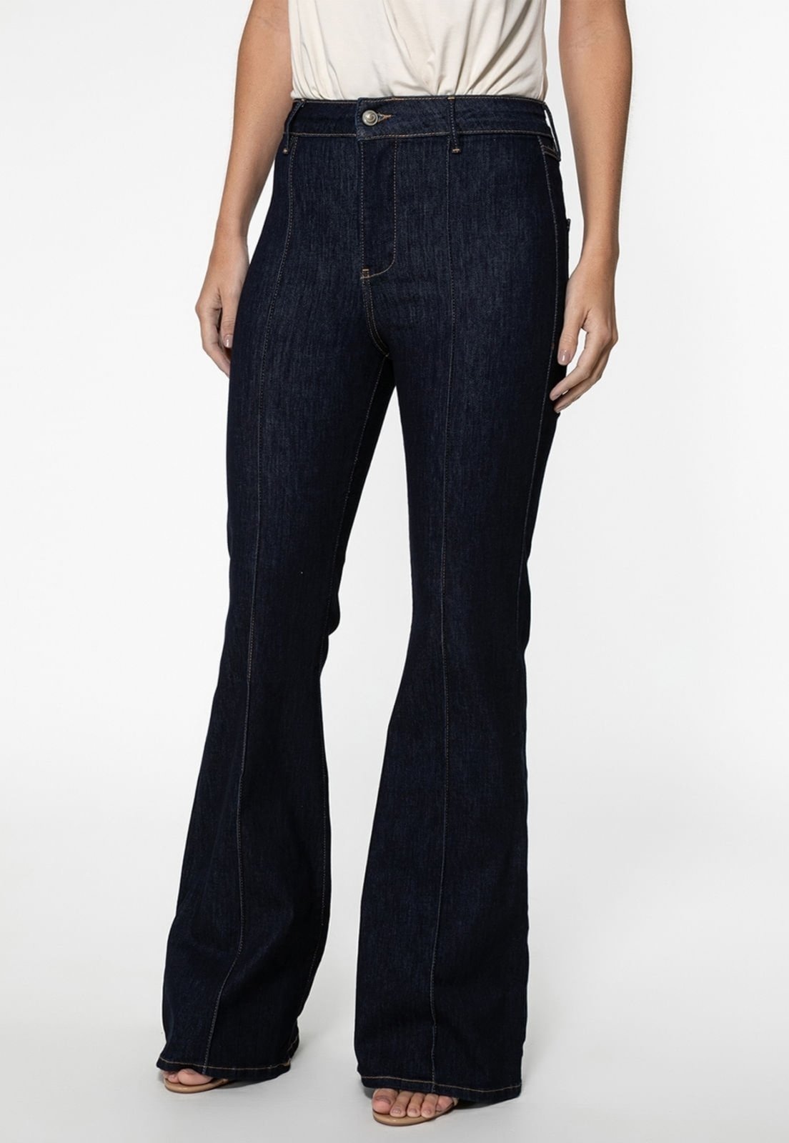 Calça Guess Jeans High Flare Azul Escuro