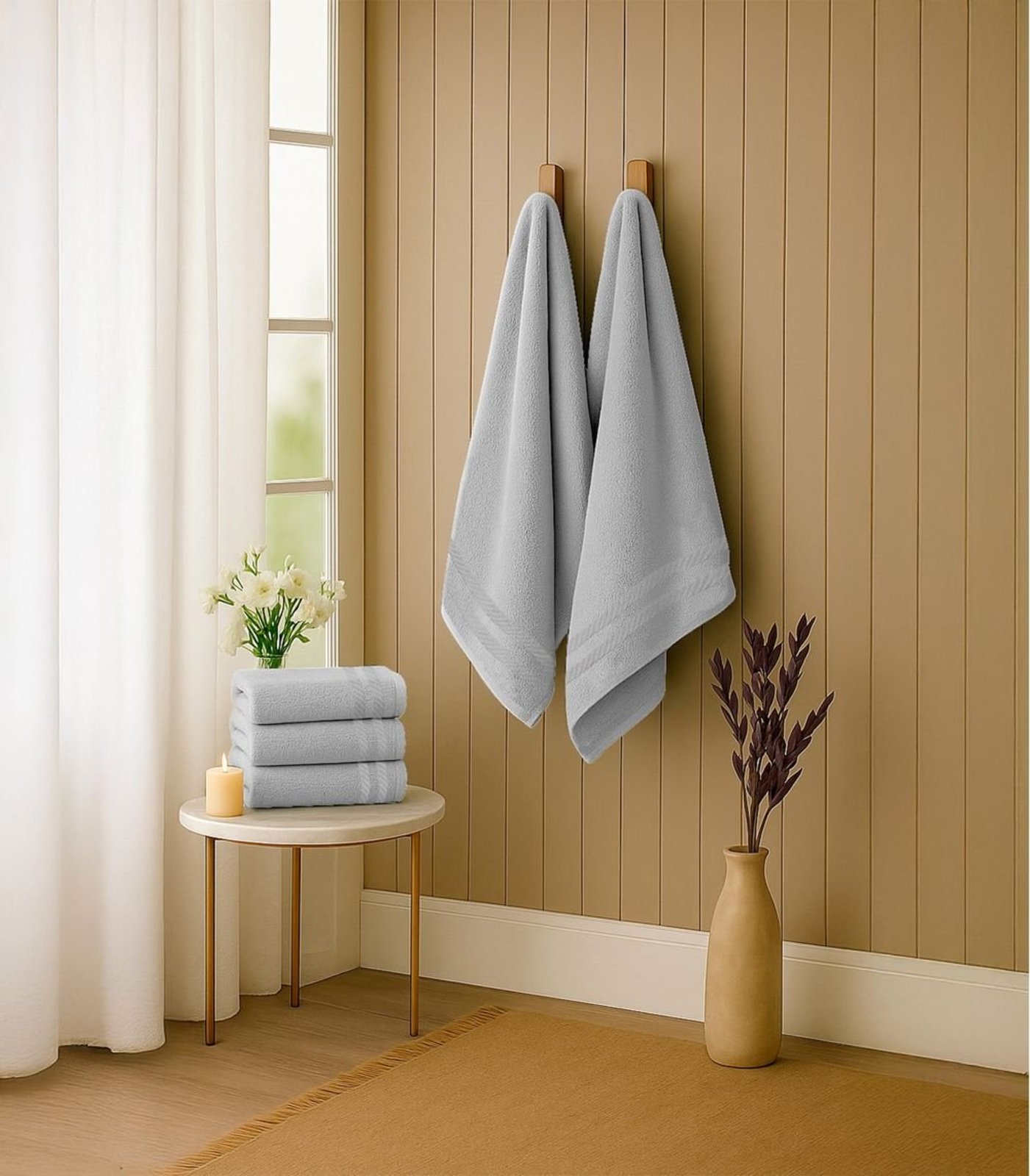 Kit 2 Toalhas De Banho De Algodão Rovitex Home Cinza