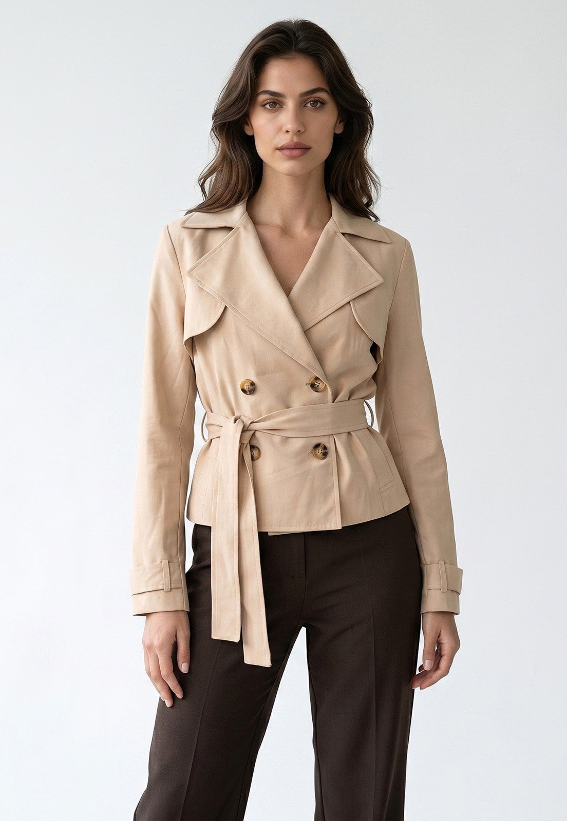 Casaco Trench Coat Bisô Alfaiataria Bege - Bege