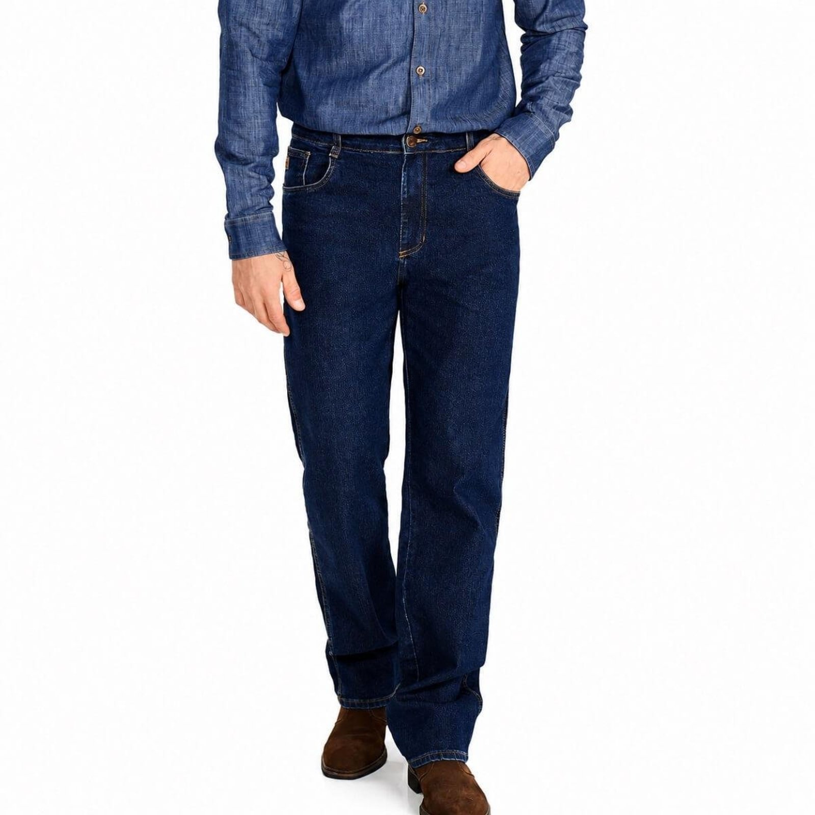 Calça Country Masculina Casual Reta Max Denim 11907 Jeans