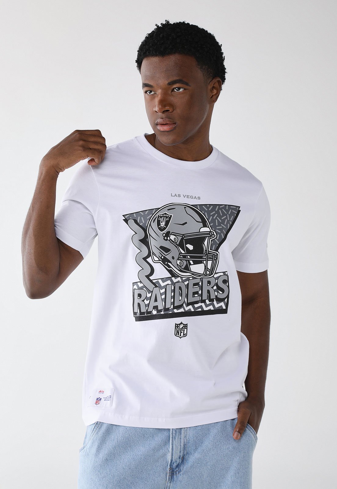 Camiseta New Era Reta Raiders Branca