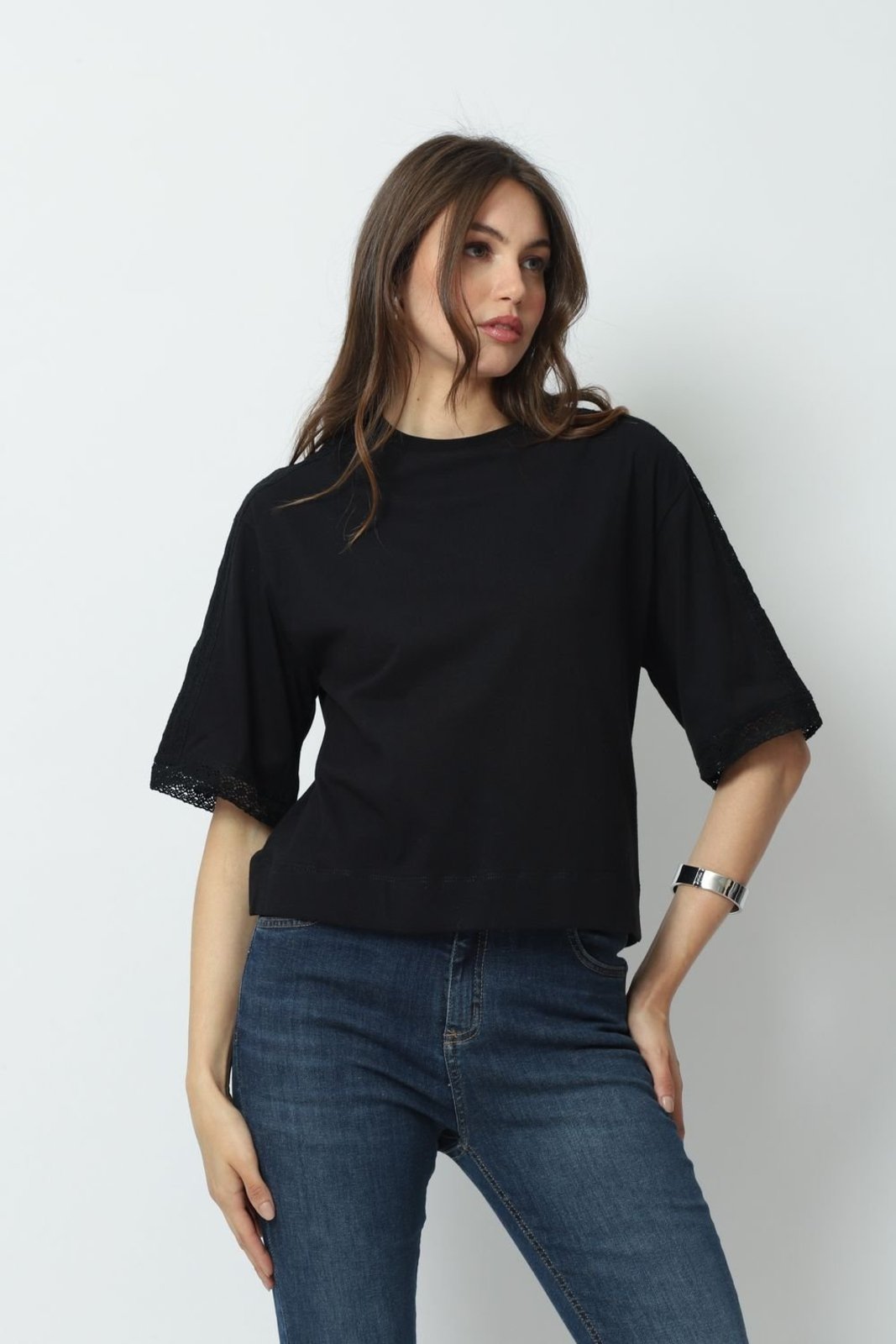 T shirt Oversized Trabalhada Preto G Gazzy