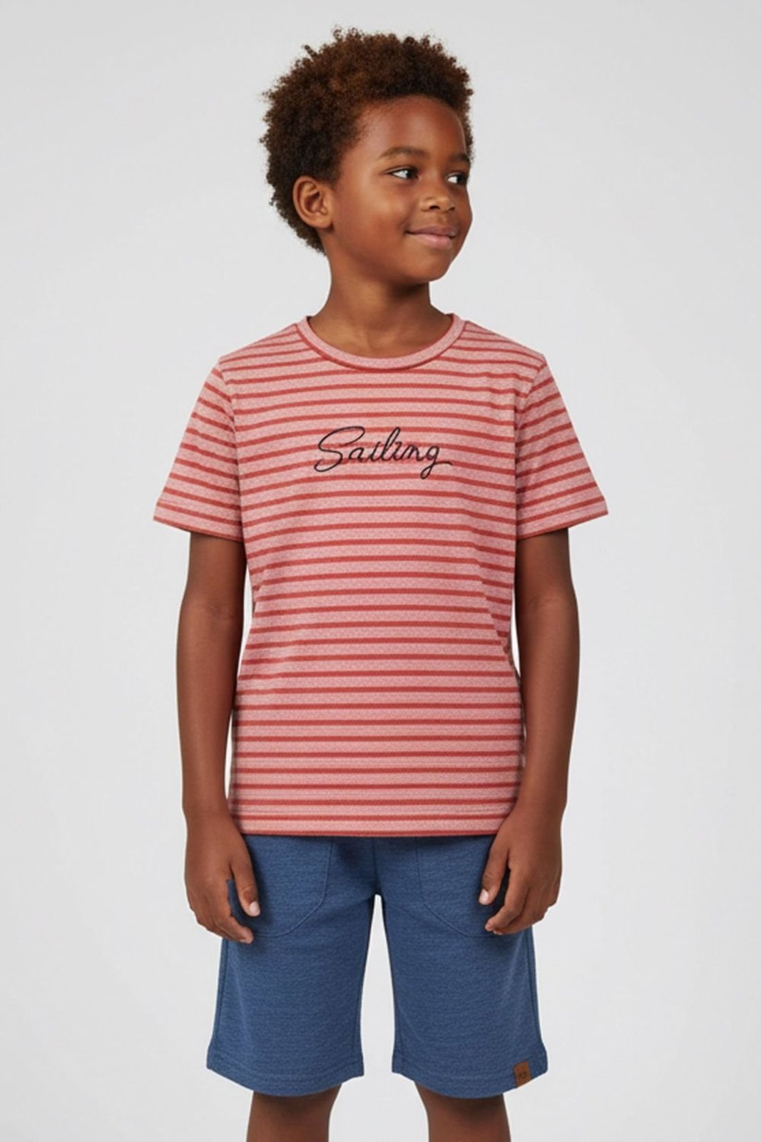 Infantil - Conjunto Menino Bordado Sailing Elian Laranja