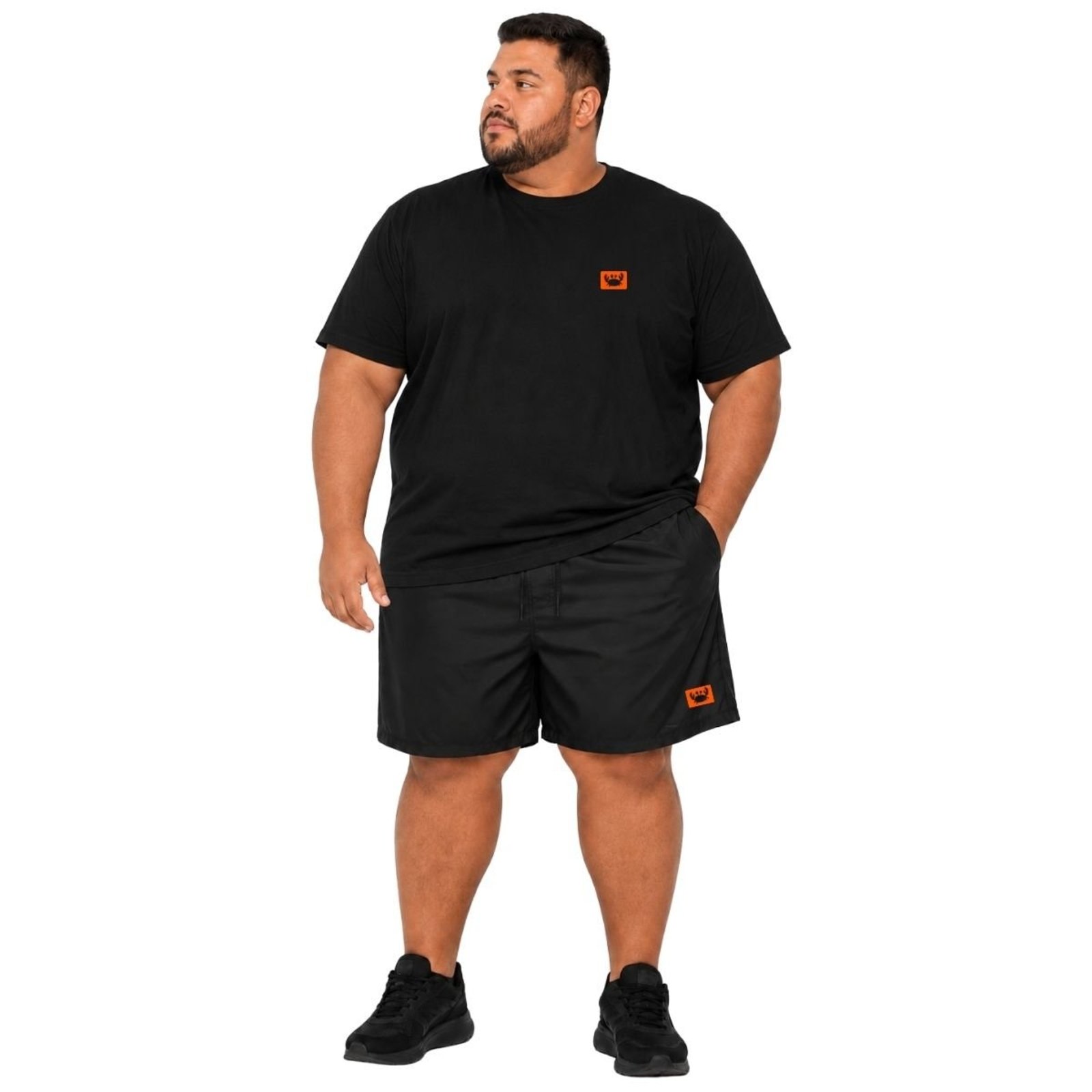 Conjunto Masculino Plus Size Camiseta Algodão + Short Tactel