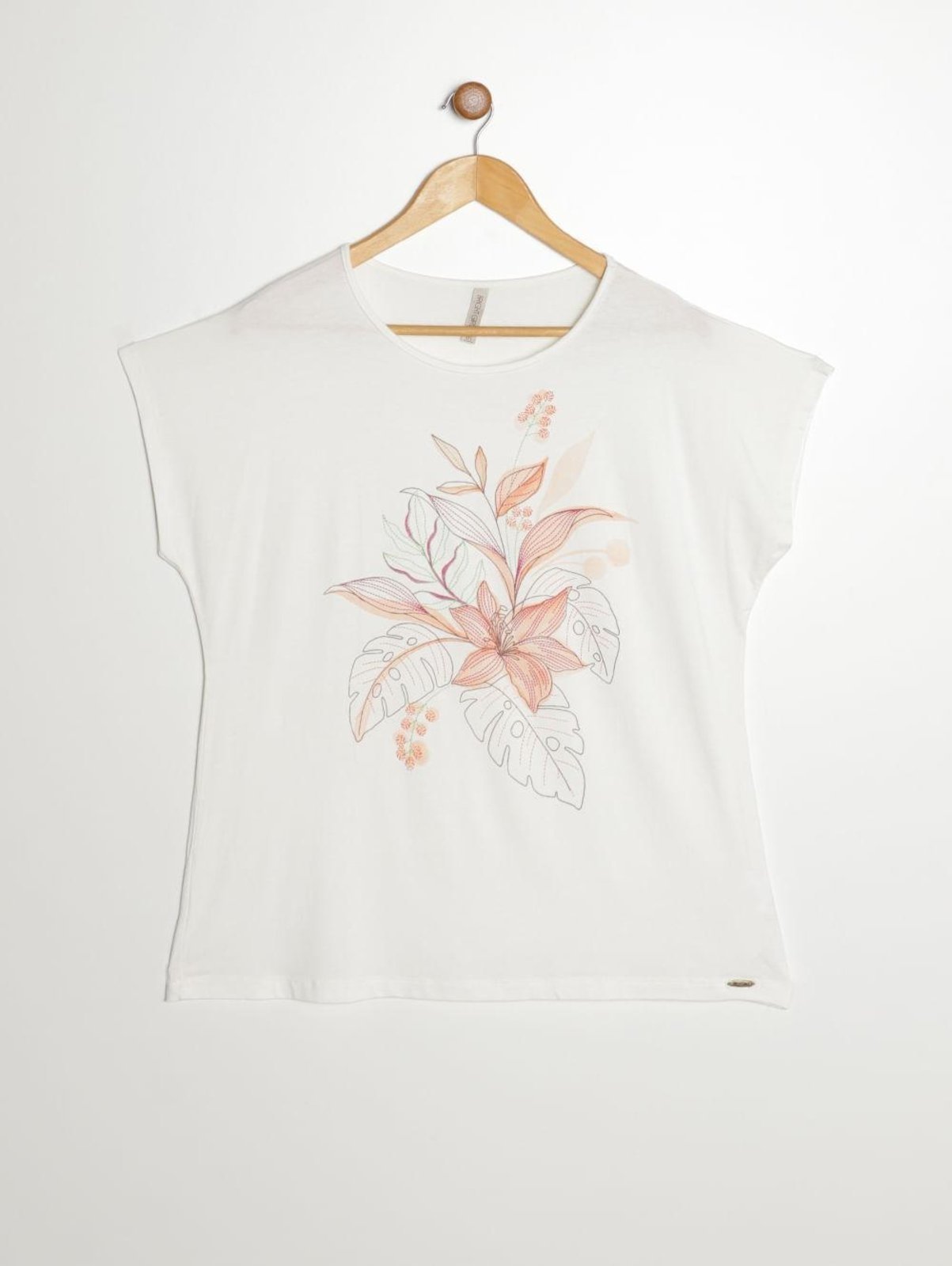 Vista 2 Blusa Silk Floral Manga Curta Plus Size Feminina OFF WHITE Bright Girl'S off-white white Bright Girl'S off-white white