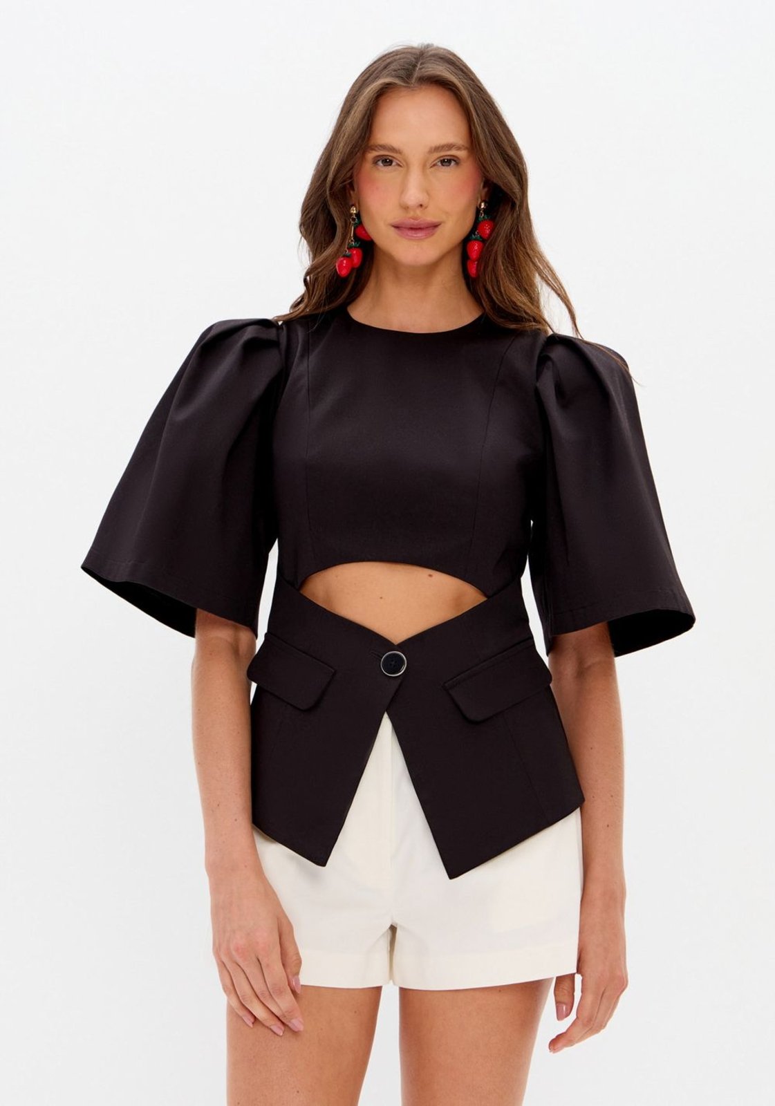Blusa De Alfaiataria Com Cut Out Lança Perfume