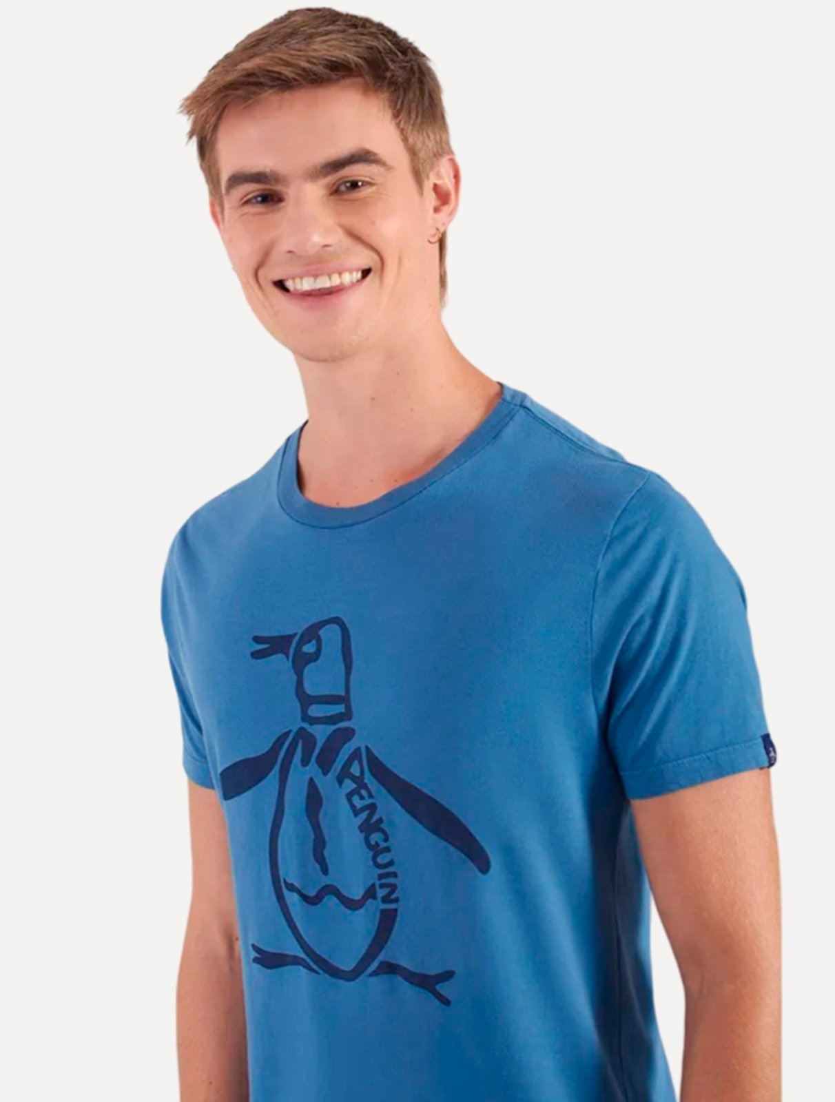 Vista 3 Camiseta Original Penguin Masculina Big Mascot Logo Escuro azul Original Penguin azul