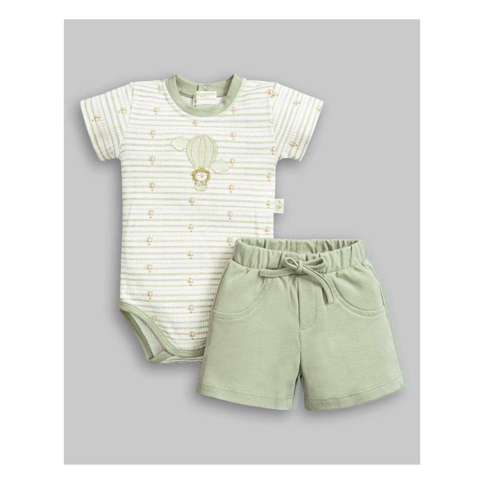 Infantil - Conjunto Body Manga Curta Estampado Shorts Anjos Baby G Verde