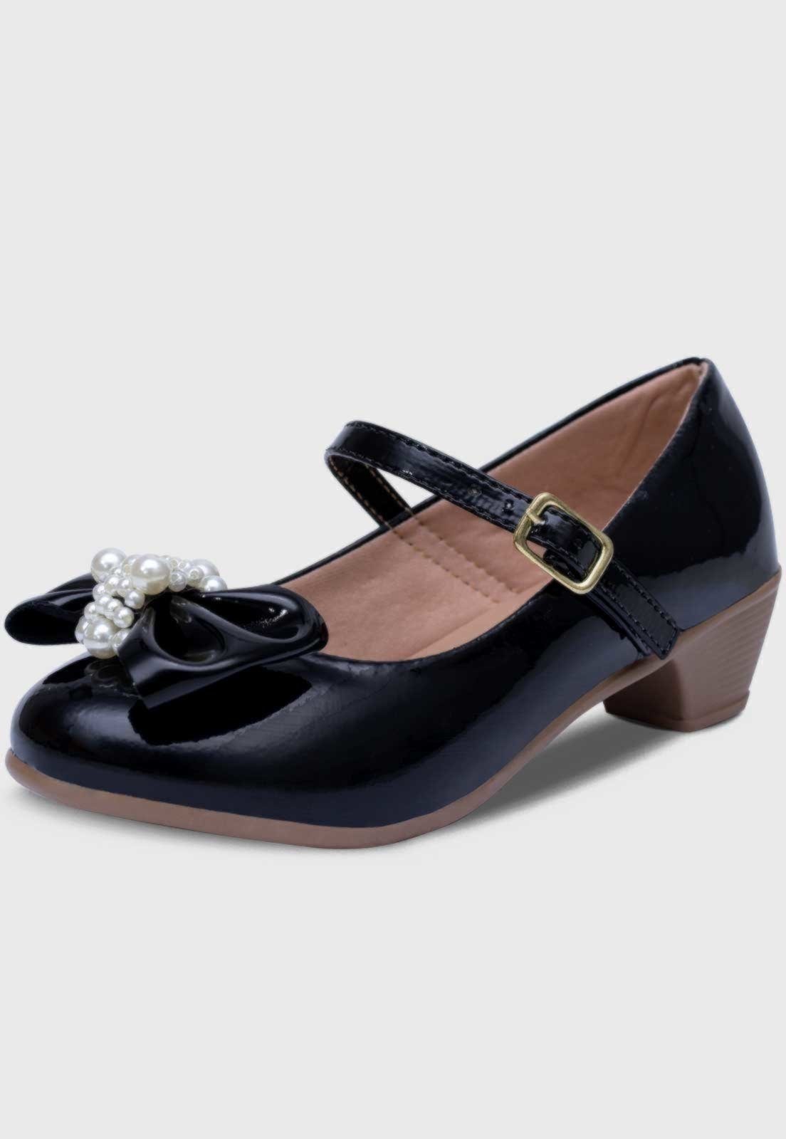 Vista 2 Infantil - Sapato de Salto Popidi Menina Laço Perola branco Pópidí branco