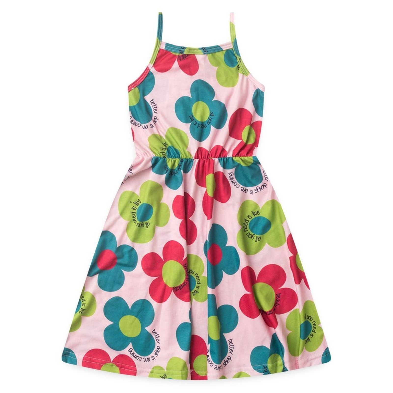 Vista 3 Infantil - Vestido Alcinha Verão Menina Flores Coloridas Molekada rosa Molekada rosa