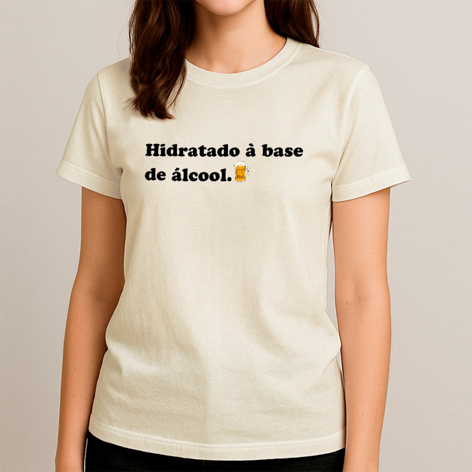 Vista 3 Camiseta Ousy Básica Hidratado À Base Humor Álcool Carnaval Bloco Meme Unissex Off White off-white white ousy off-white white