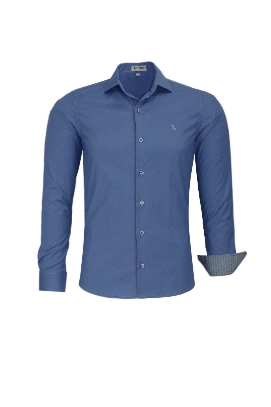 Camisa Social Slim Manga Longa Lisa Sem Bolso Amil 1766