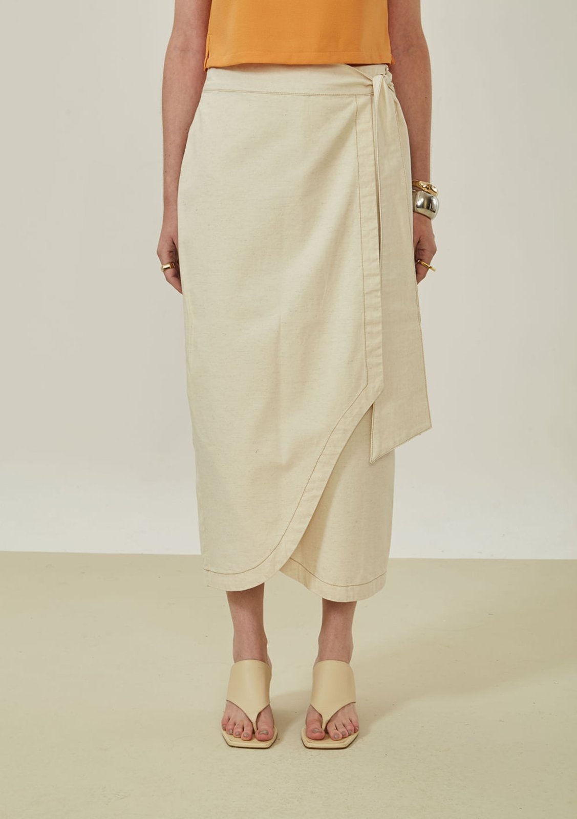 Vista 3 Saia Maria Valentina Reta Alta Midi Off-white off-white white Maria Valentina off-white white