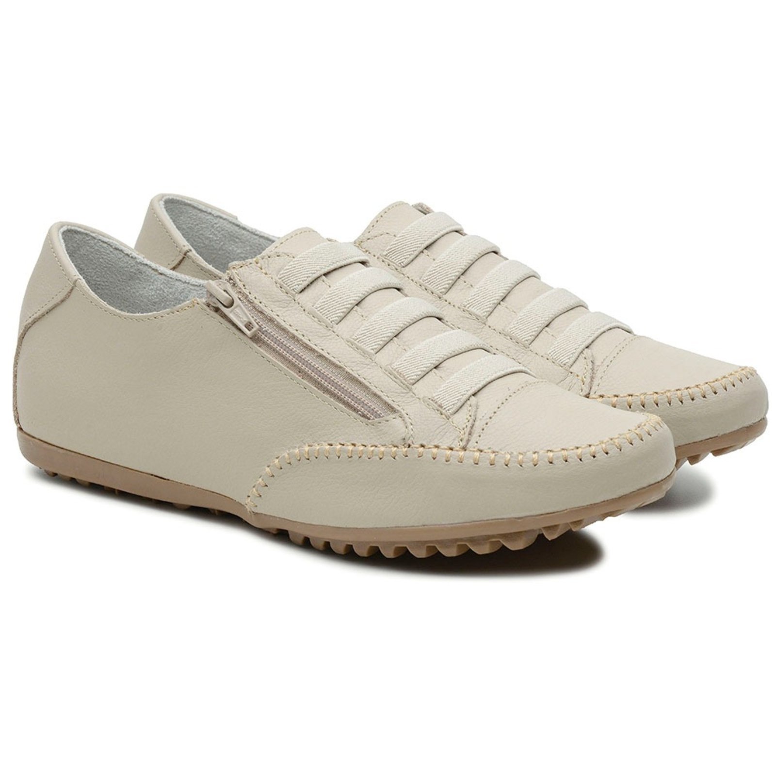 Sapato Mocassim Feminino Calce Facil SNT Bege