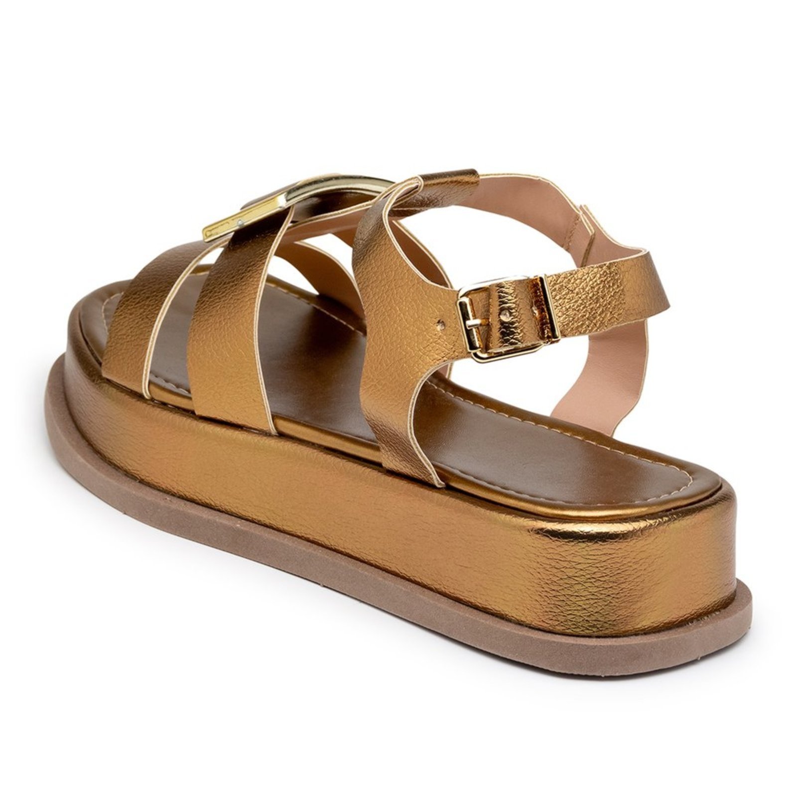 Vista 3 Sandália Feminina Flatform 23430 Flor da Pele bronze Flor da Pele bronze