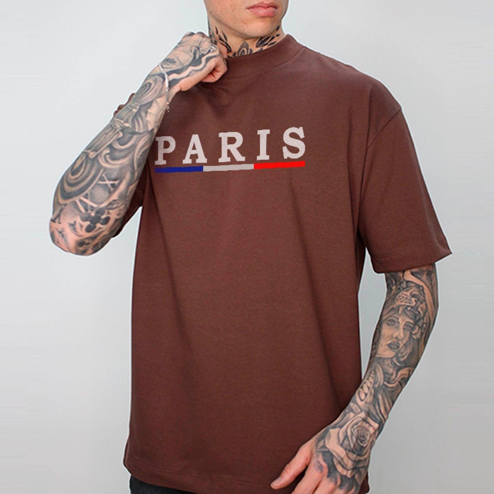 Camiseta Oversized Paris Street Style Conforto Básico Premium Marrom