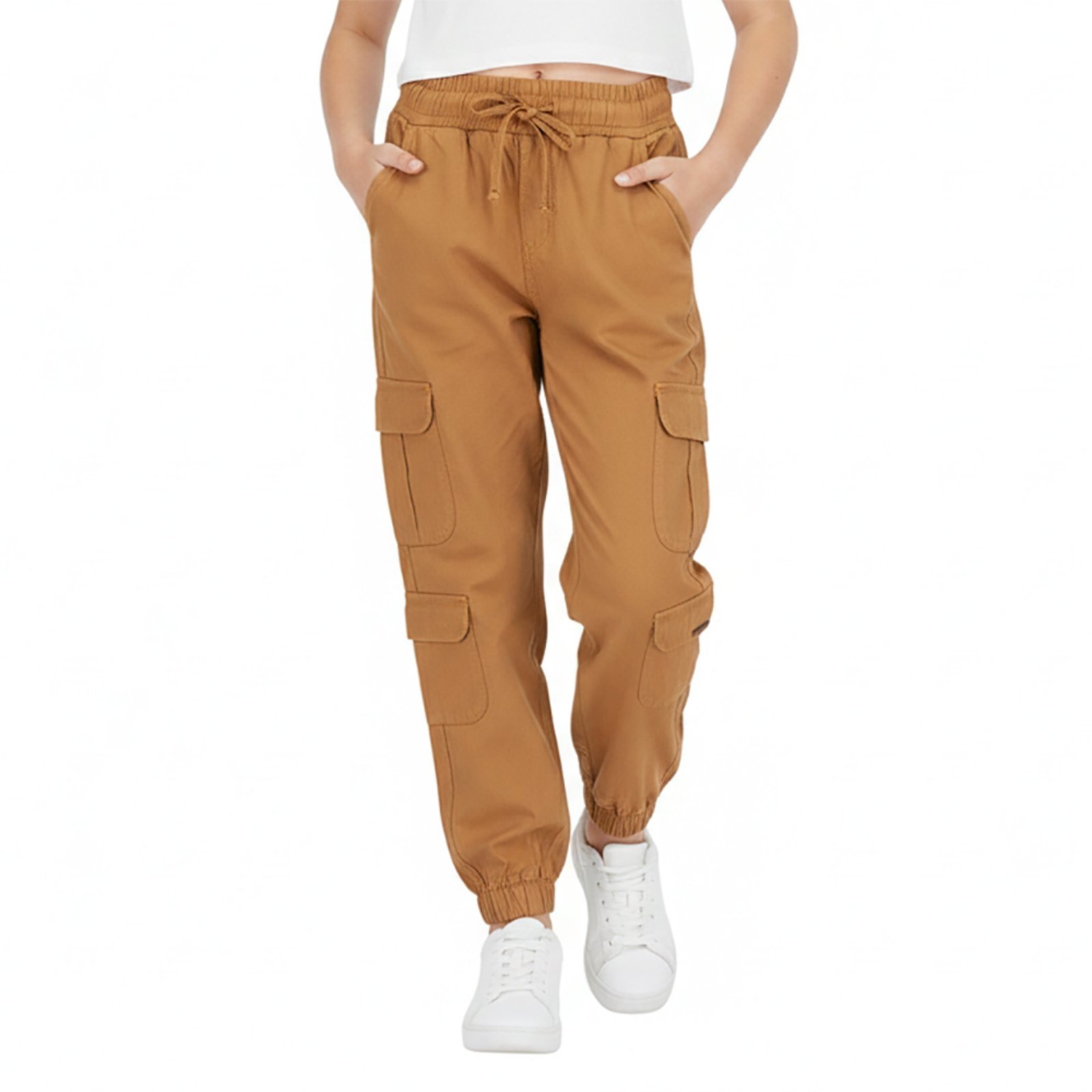 Infantil - Calça Juvenil Look Jeans Cargo Tencel Ferrugem