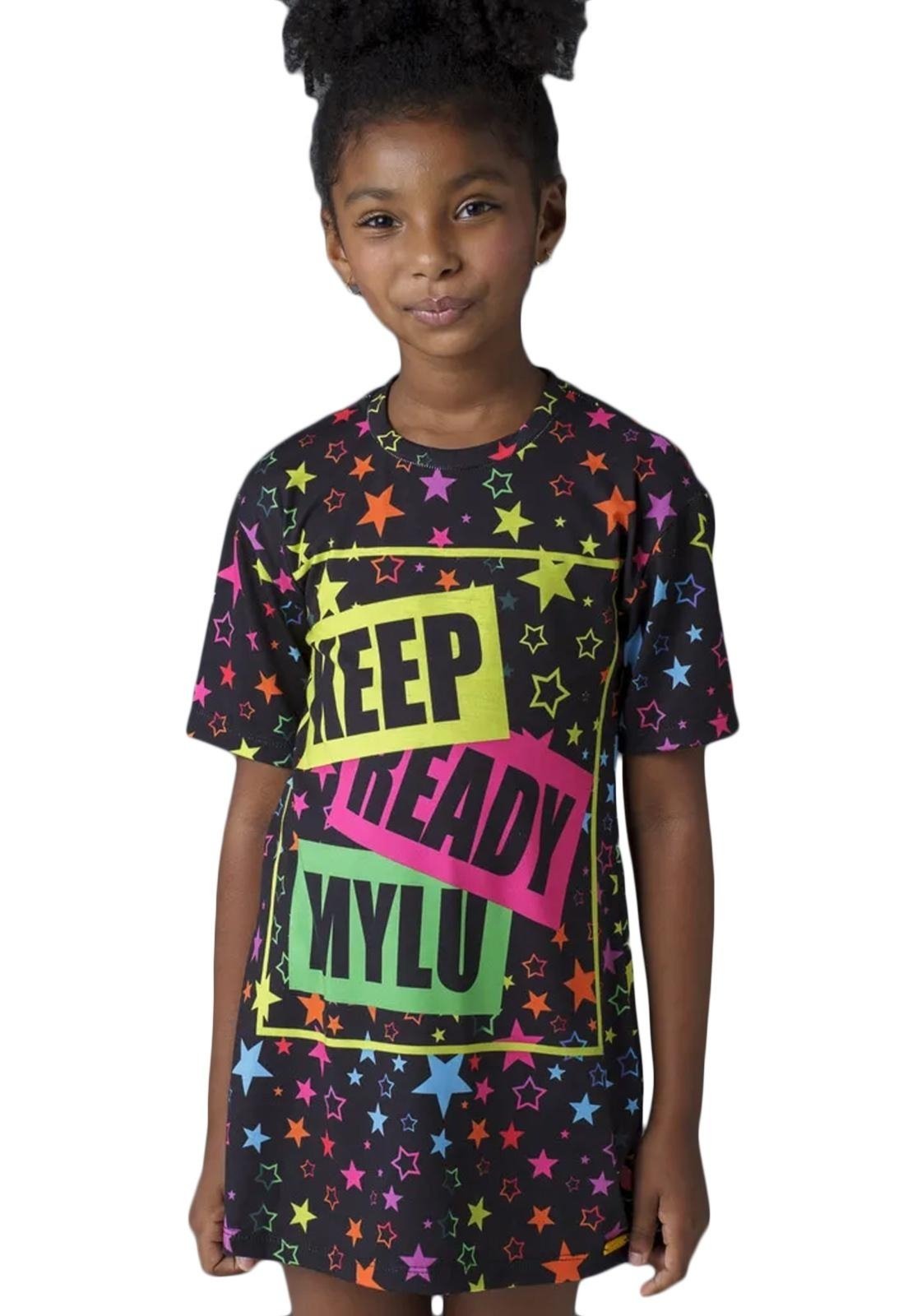 Vista 2 Infantil - Vestido Estampado Menina MYLU Bobby Lulu preto Bobby Lulu preto