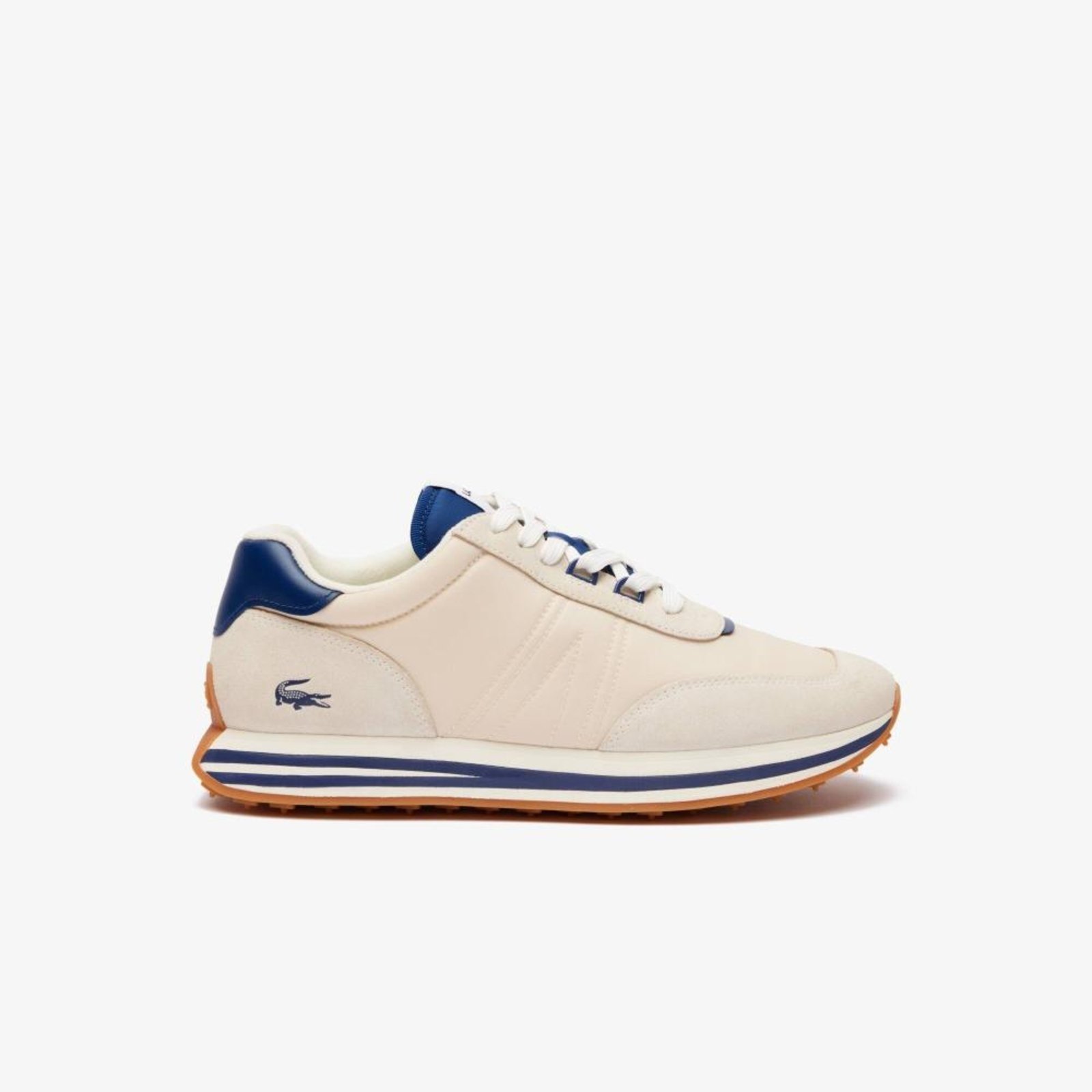 Tênis Lacoste Lacoste masculinas de couro e tecido L-Spin Bege