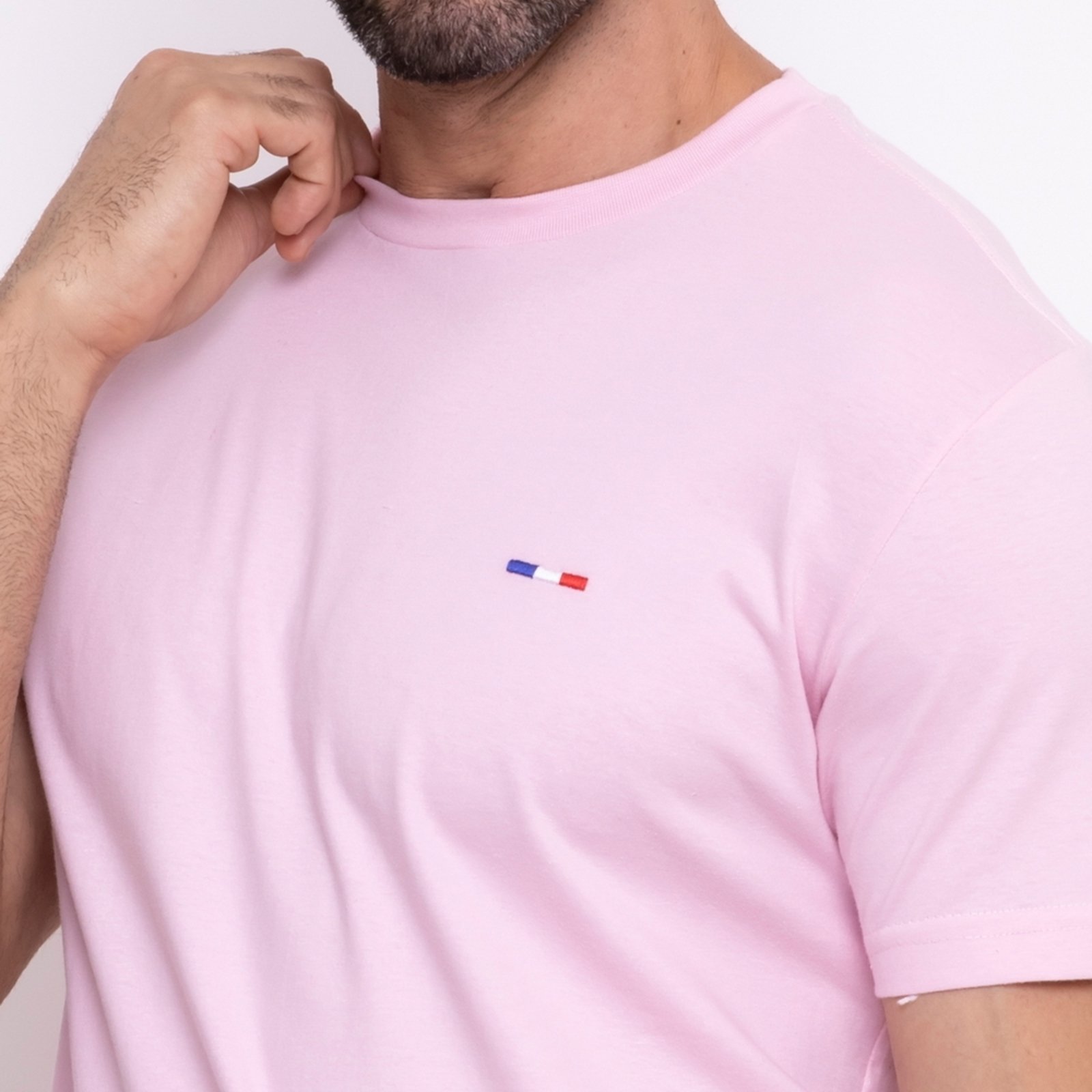Vista 3 Kit 3 Peças Camisetas Básicas Masculina FMF Vermelho em Algodão Premium no Estilo Tommy Bordado França branco royal FMF branco royal
