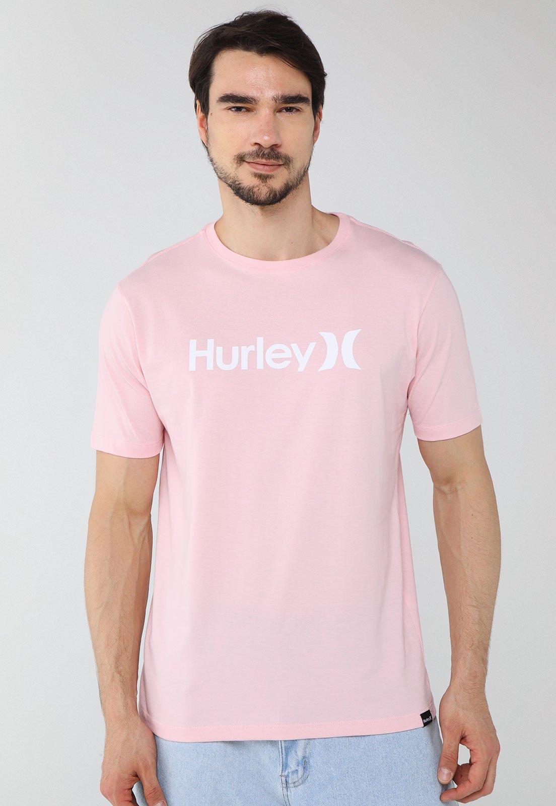 Vista 2 Camiseta Masculina Hurley Silk O&O Solid Claro rosa hurley rosa